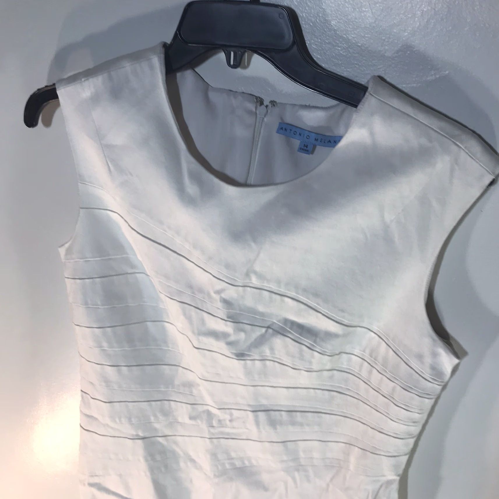 Vintage ANTONIO MELANI White Sleeveless Midi Career Dress Womens Size 14 Size XL / US 12-14 / IT 48-50 - 2 Thumbnail