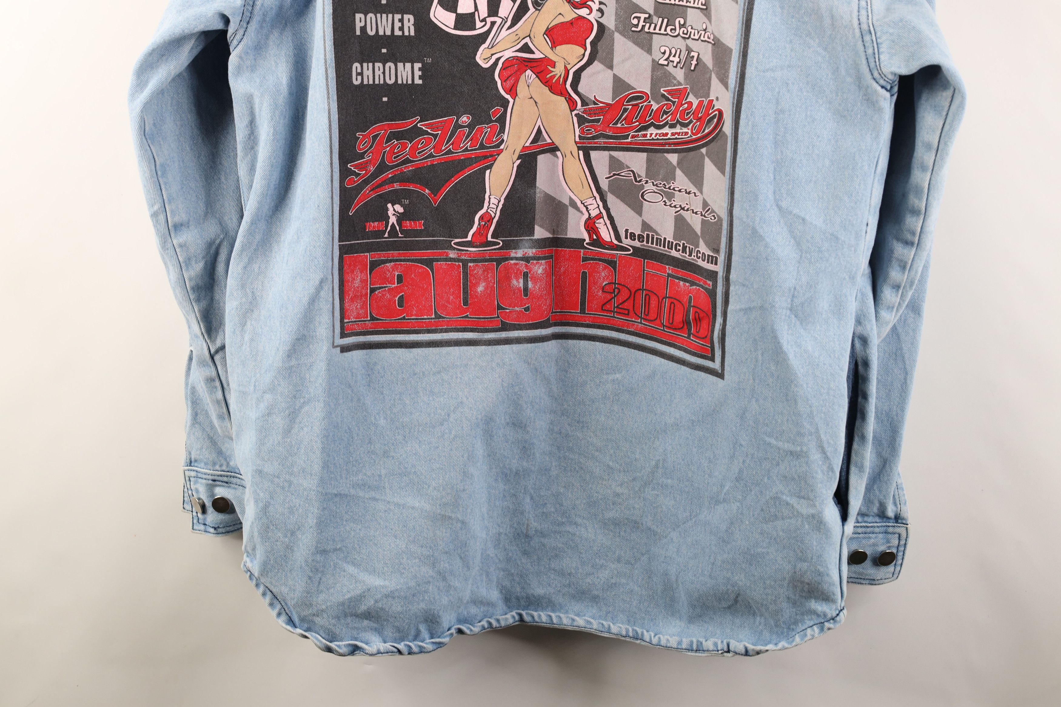 Vintage Vintage 2000 Desert Run Laughlin Pinup Girl Trucker Jacket Size US XL / EU 56 / 4 - 16 Thumbnail