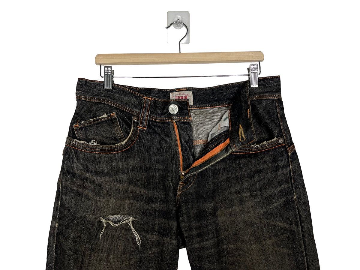 Edwin 🔥 EDWIN XV BLACK DISTRESSED DENIM JEANS Size US 32 / EU 48 - 10 Thumbnail