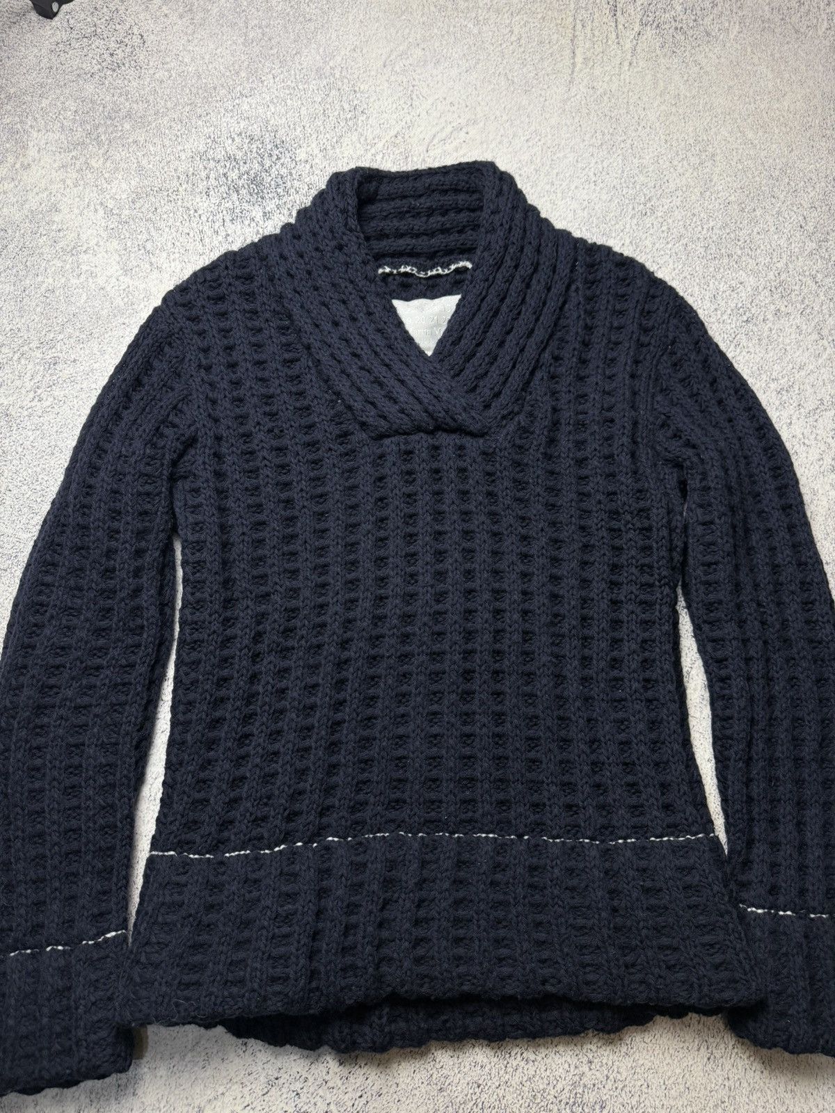 H&M × Maison Margiela Maison Margiela H&M Cable Knit V-Neck Wool Sweater Jumper Size US S / EU 44-46 / 1 - 5 Thumbnail