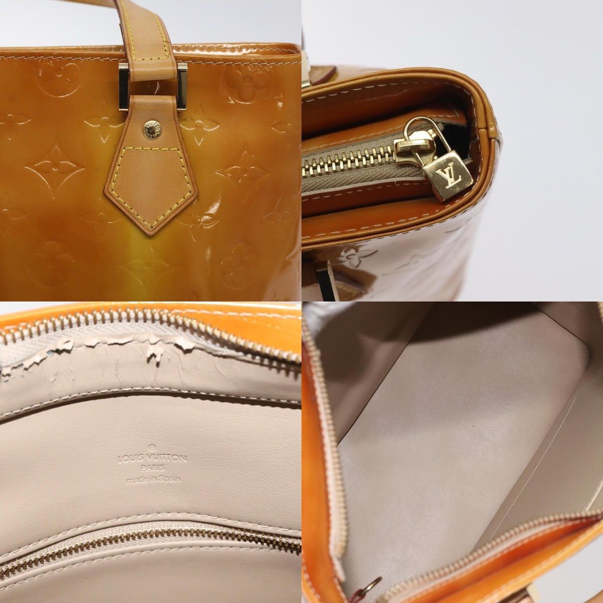 Louis Vuitton LOUIS VUITTON Monogram Vernis Houston Hand Bag Beige M91004 Size ONE SIZE - 11 Thumbnail