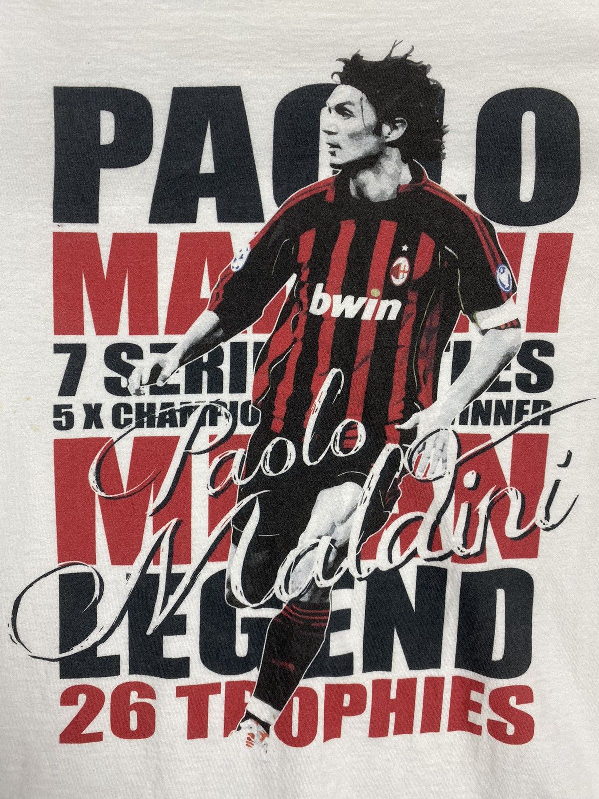 Band Tees × Vintage Vintage 00s MCMilan Paolo Maldini Legend y2k Big Logo Tee Size US S / EU 44-46 / 1 - 5 Thumbnail