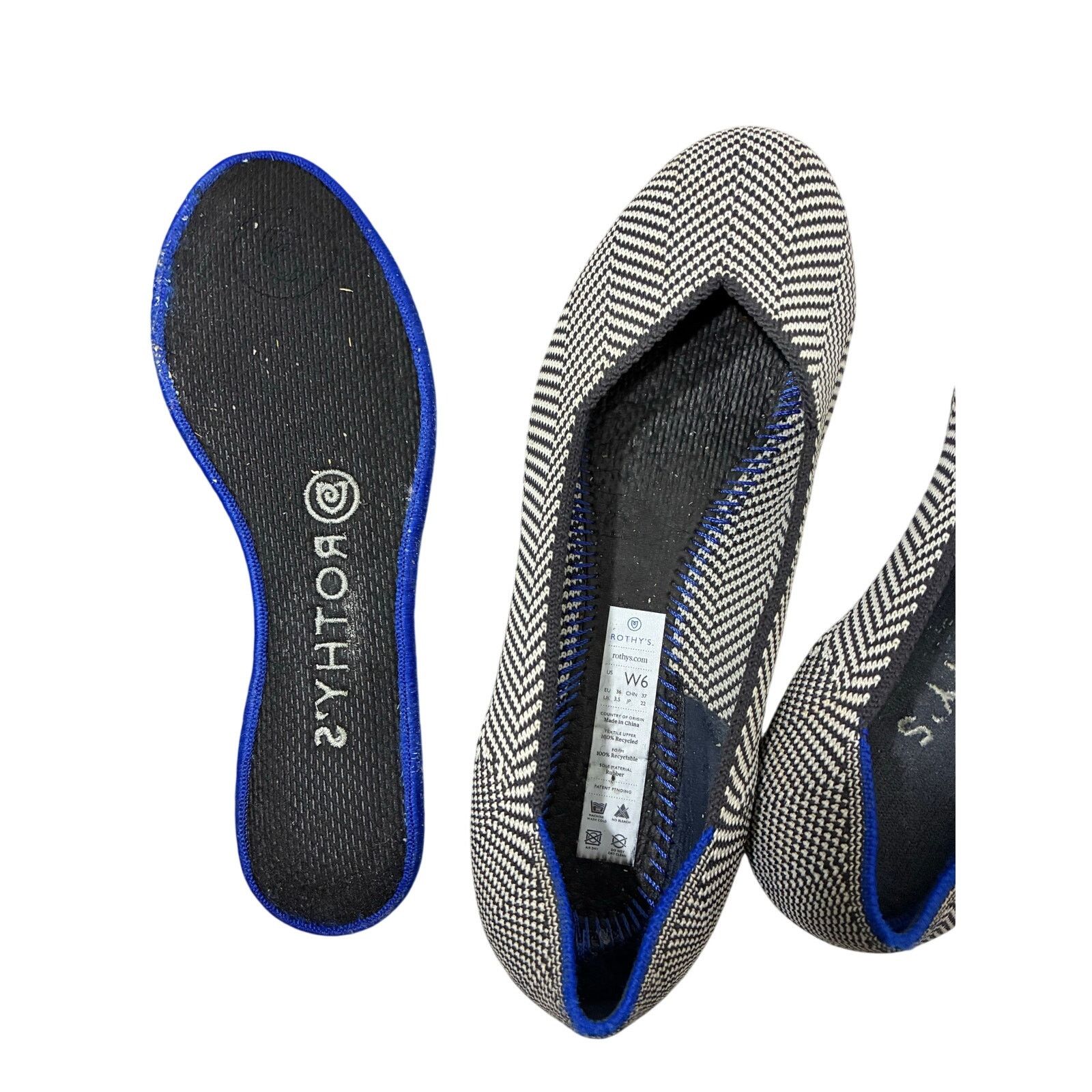 Other Rothy's Flannel Grey Herringbone Flats Washable Ballet 6 Size US 6 / IT 36 - 3 Thumbnail