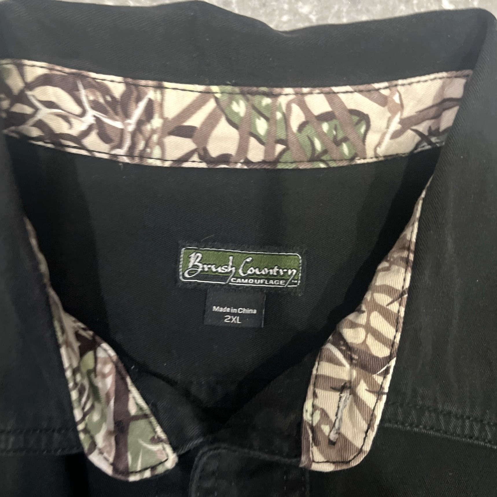 Vintage Brush Country Shirt Mens 2XL Black Long Sleeve Camouflage Button-Up Collar-Down Outdoor Fall Winter Spring Shirt Mens Size US XXL / EU 58 / 5 - 5 Thumbnail
