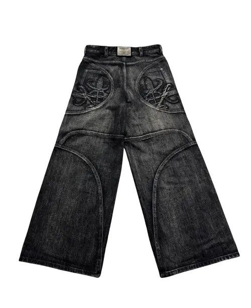 VIBE Retro Wash Baggy Embroidered Straight Jeans Size US 30 / EU 46 - 2 Thumbnail