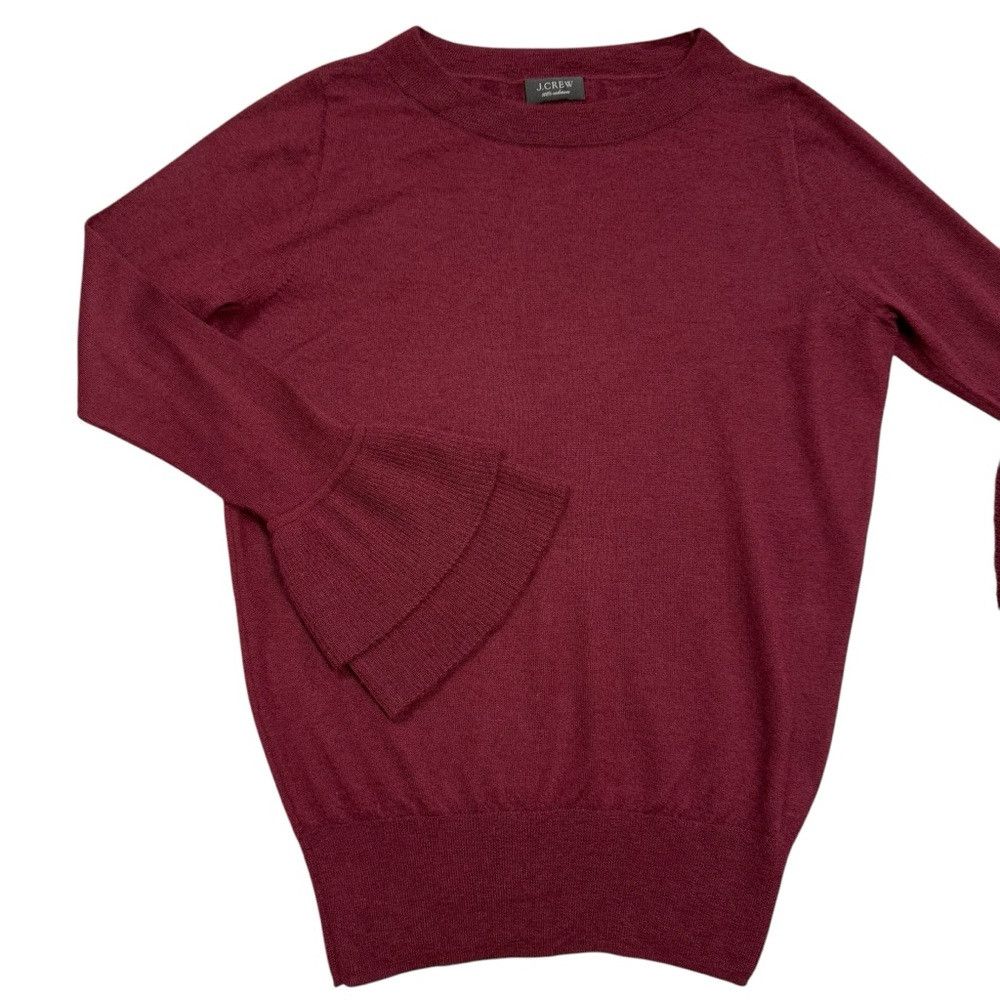 J.Crew J.Crew Cashmere Boatneck Ruffle-Sleeve Burgundy Sweater Siz Size S / US 4 / IT 40 - 5 Thumbnail