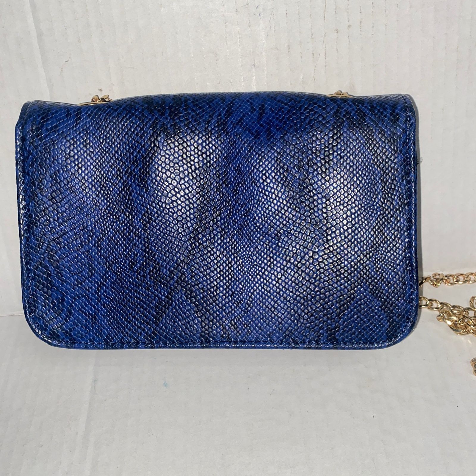 Other Blue Black Snakeskin Gold-Chain Strap Purse Shoulder Bag Size ONE SIZE - 10 Thumbnail
