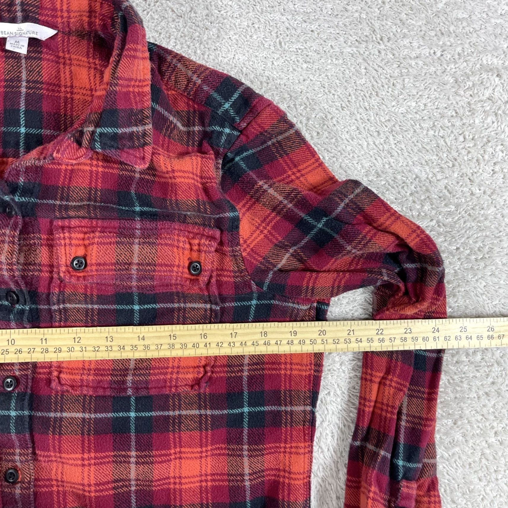 Vintage LL Bean Signature Flannel Shirt Women's Medium Plaid Red Lumberjack Hiking Swift Shirt Size M / US 6-8 / IT 42-44 - 7 Thumbnail