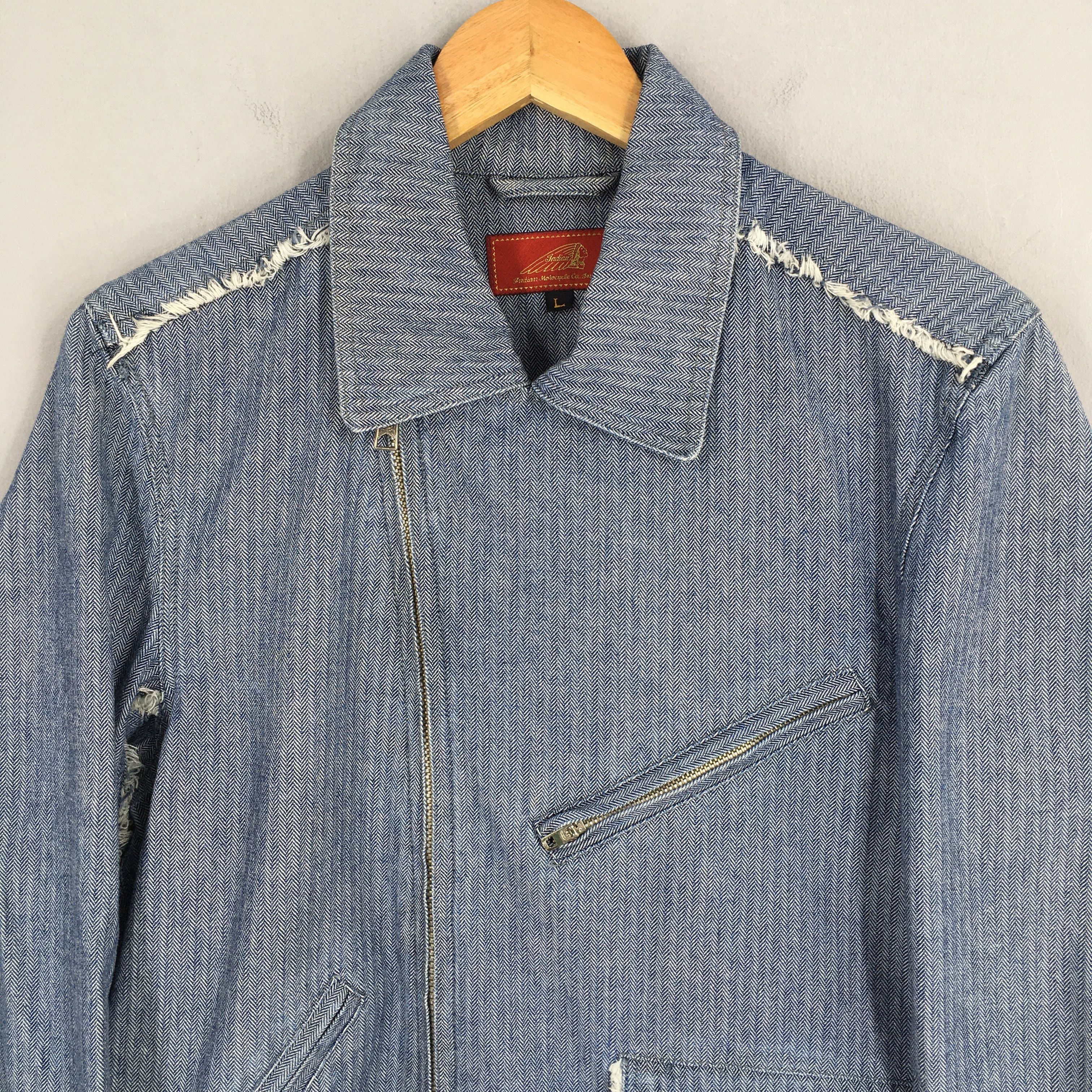 Harley Davidson Vintage Motorcycle Herringbone Stripes Blue Denim Jacket Size US L / EU 52-54 / 3 - 2 Thumbnail