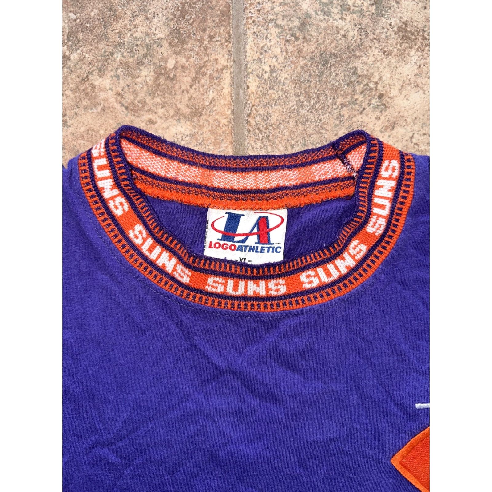 Logo Athletic VINTAGE Logo Athletic Phoenix Suns Ringer Tee T-Shirt XL Men Purple Embroidered Single Stitch Size ONE SIZE - 2 Thumbnail