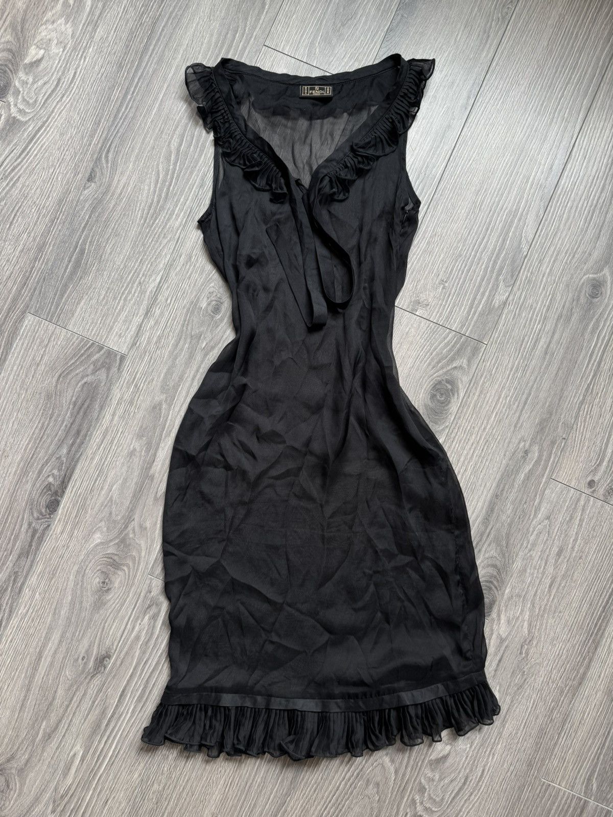 Fendi Fendi Roma Sheer Ruffle Detail Silk Chiffon Slipdress Size M / US 6-8 / IT 42-44 - 2 Thumbnail
