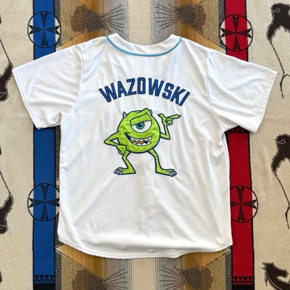 Disney Disney Monsters Inc. Baseball Jersey Mike Wazowski Size XL White Embroidered Men Short Sleeve Jersey Size US XL / EU 56 / 4 - 2 Thumbnail