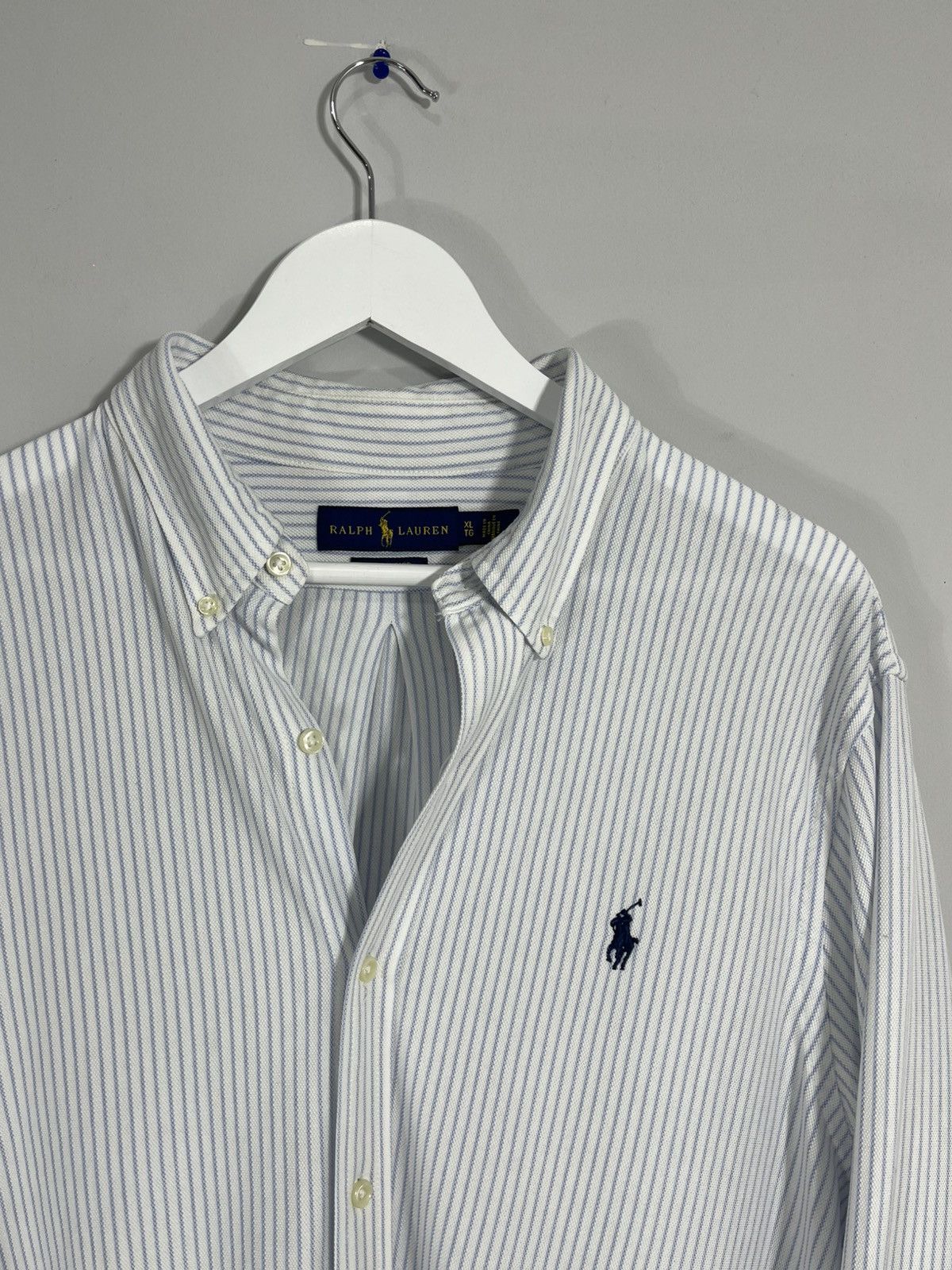 Polo Ralph Lauren Polo Ralph Lauren Knit Oxford White/Blue Striped Shirt Size US XL / EU 56 / 4 - 1 Thumbnail