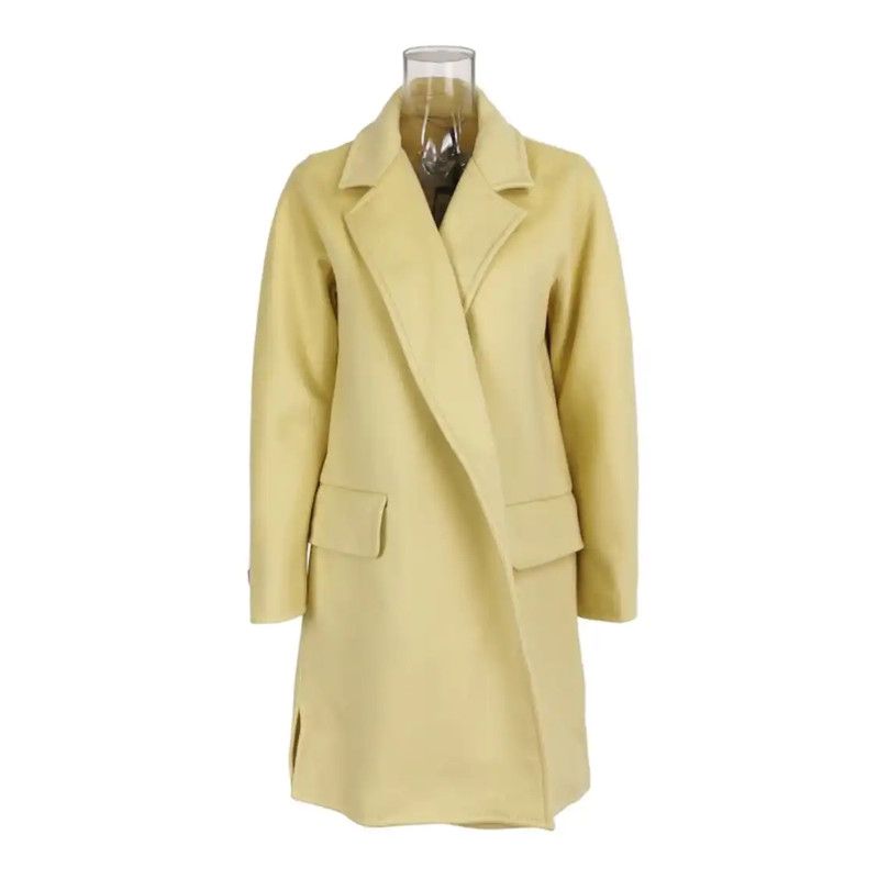 Max Mara MaxMara Yellow Cashmere Blend Coat 0089 Size L / US 10 / IT 46 - 1 Thumbnail