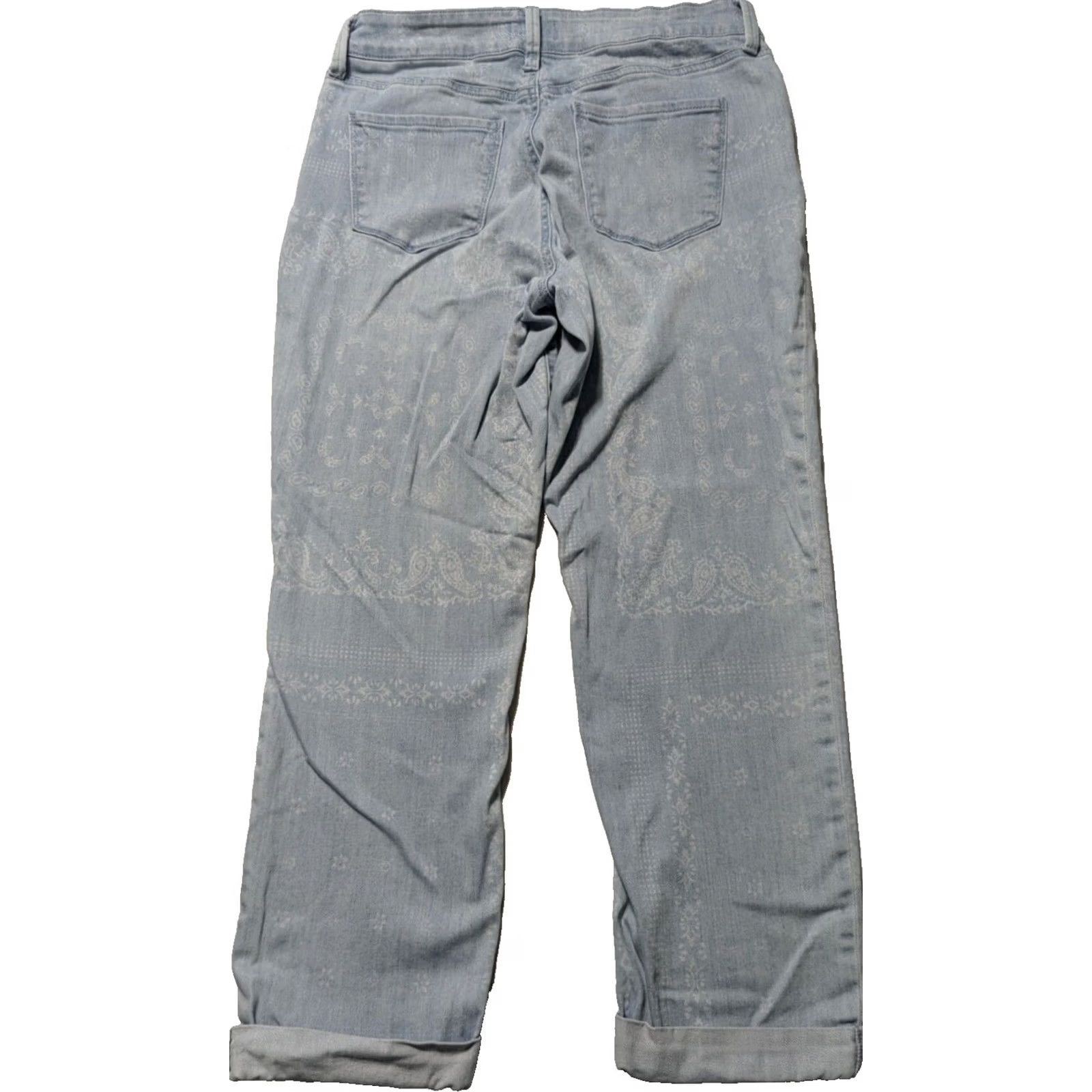 NYDJ NYDJ RELAXED LIFT X TUCK TECHNOLOGY Jeans Women 6 Blue Paisley Cuffed Ankle Denim 5-Pocket Style Size 28" / US 6 / IT 42 - 2 Thumbnail
