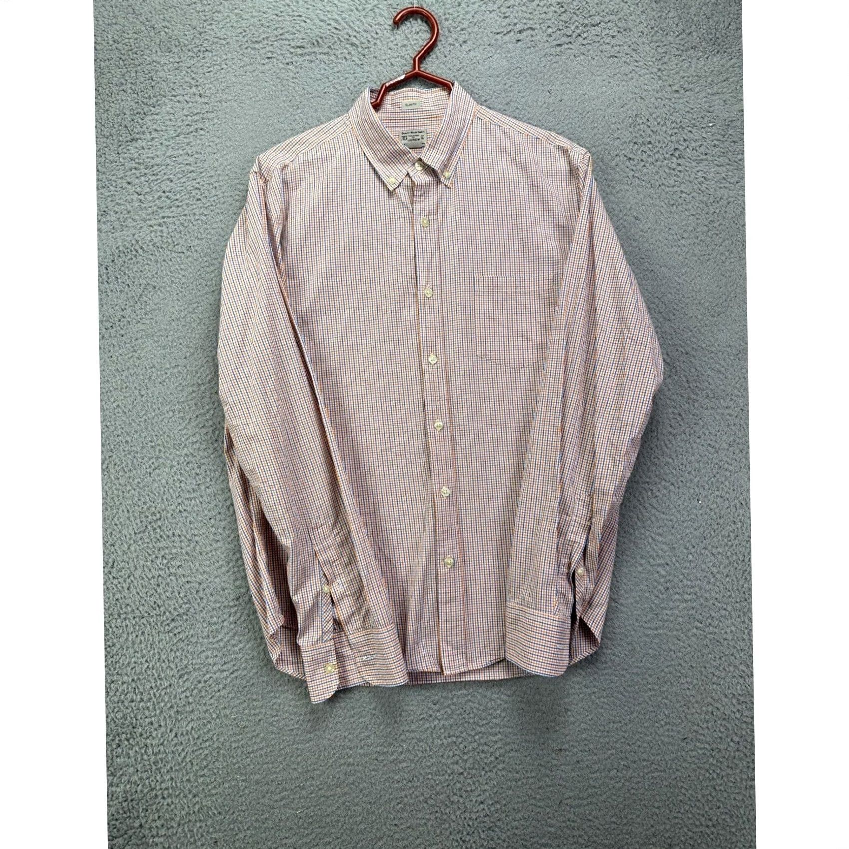 Vintage VINTAGE? No. J Crew Shirt Mens Large Woven Orange Tattersall Check Tailored Slim Button Down Size US L / EU 52-54 / 3 - 3 Thumbnail