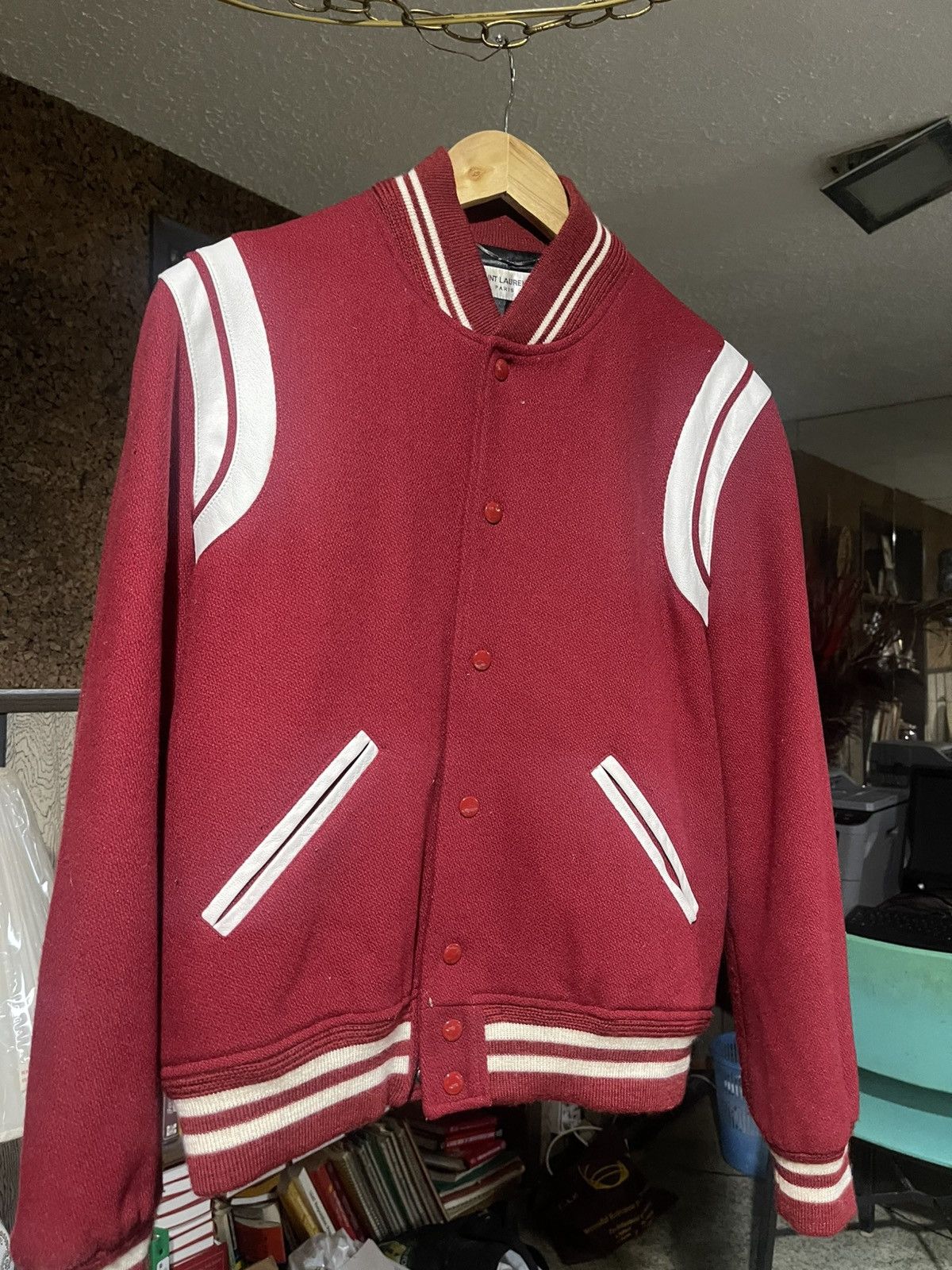 SAINT LAURENT スタジャン バーガンディ Saint Laurent Teddy Red | Grailed