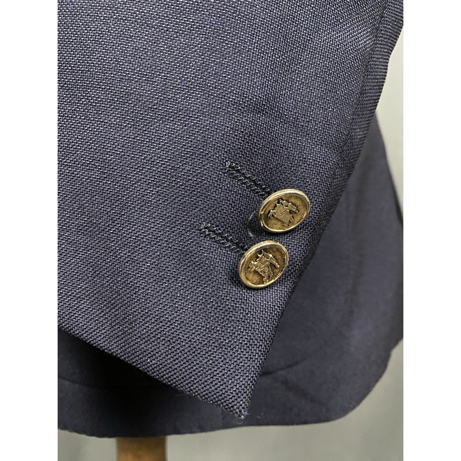 Burberry Burberry Vintage Golden Buttons Men's Blue Wool Blazer Jacke Size 52R - 9 Thumbnail