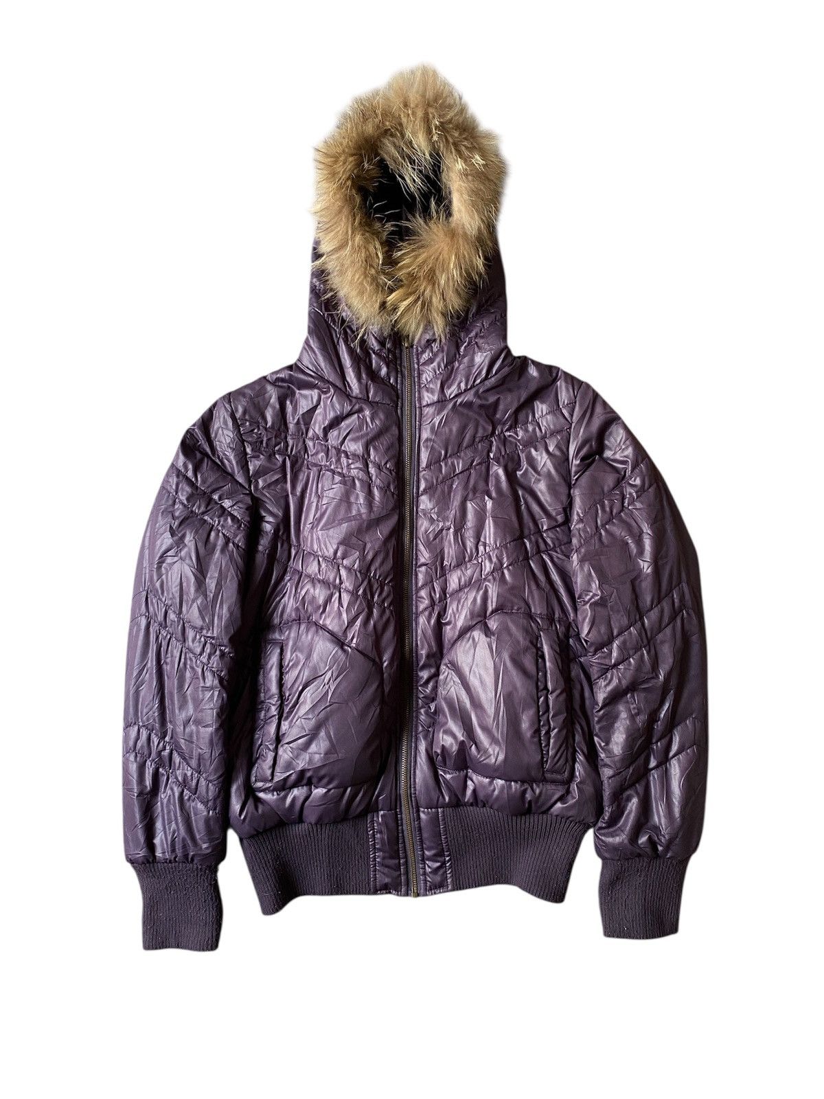 Japanese Brand A/Girls Down Puffer Fur Hoodie Jacket Size M / US 6-8 / IT 42-44 - 2 Thumbnail