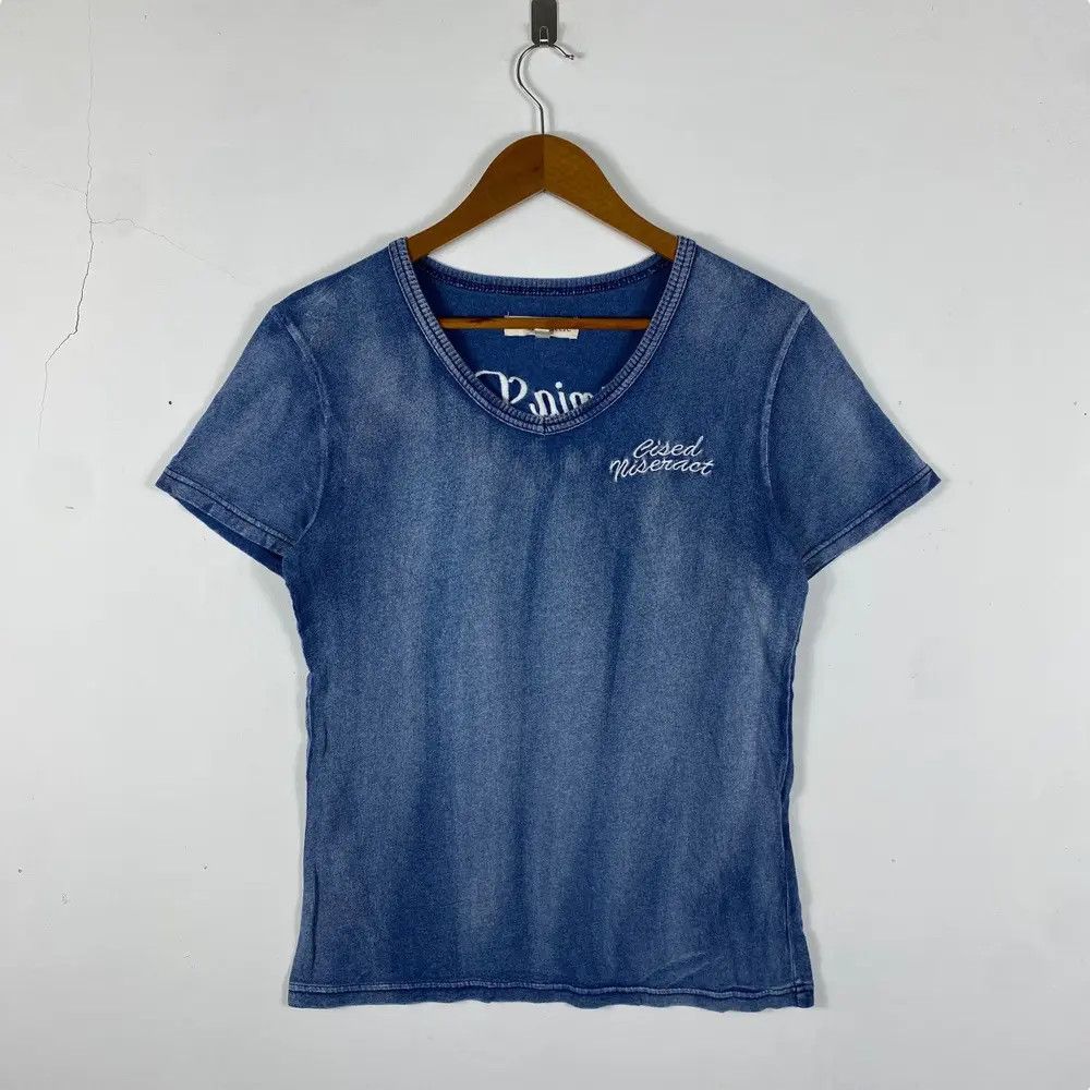 In The Attic IN THE ATTIC Embroidery Logo Indigo Washed Vneck Tee Shirt Size US M / EU 48-50 / 2 - 3 Thumbnail