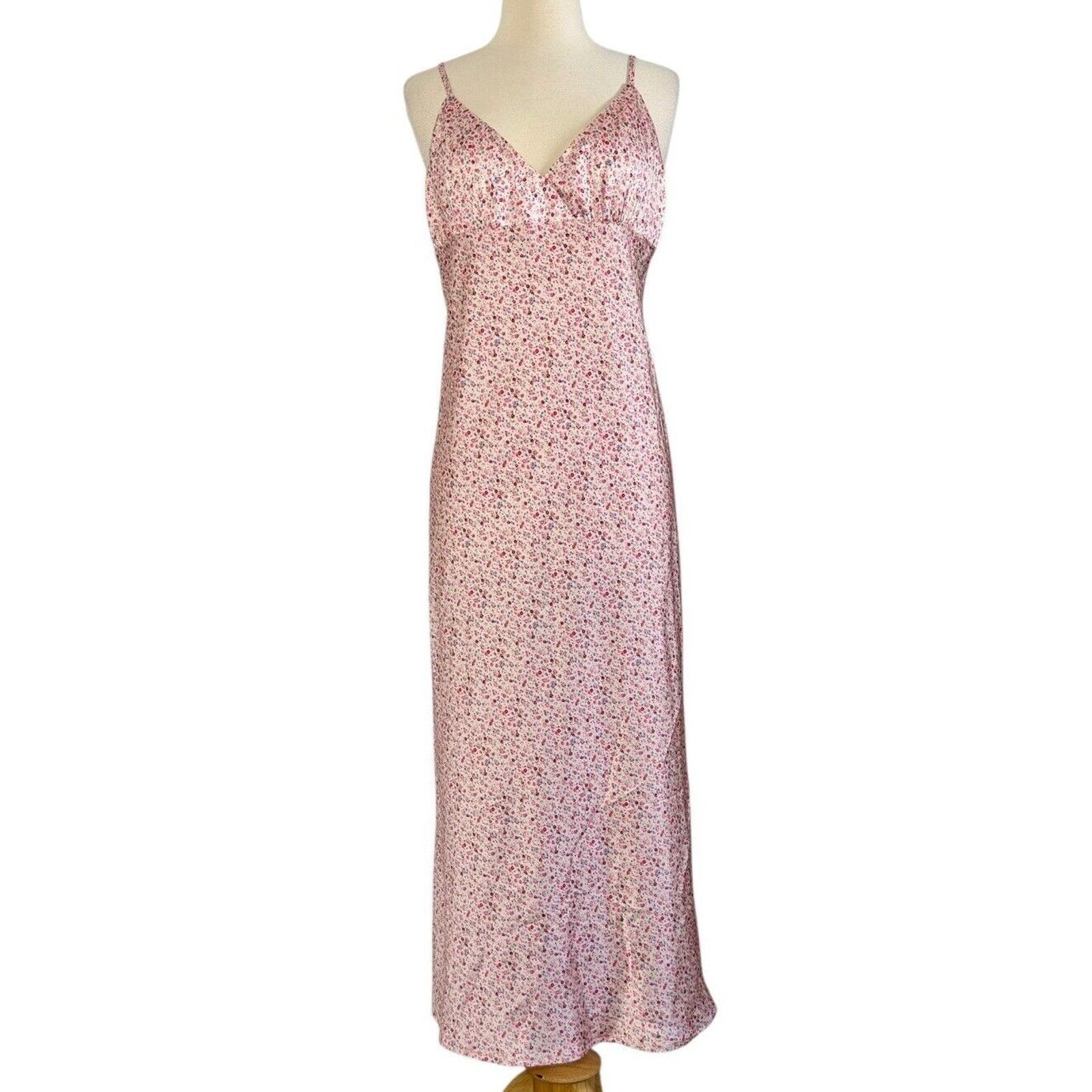 PRINCESS POLLY PRINCESS POLLY The Veronica Satin Floral Midi Dress V Neck Size M / US 6-8 / IT 42-44 - 3 Thumbnail