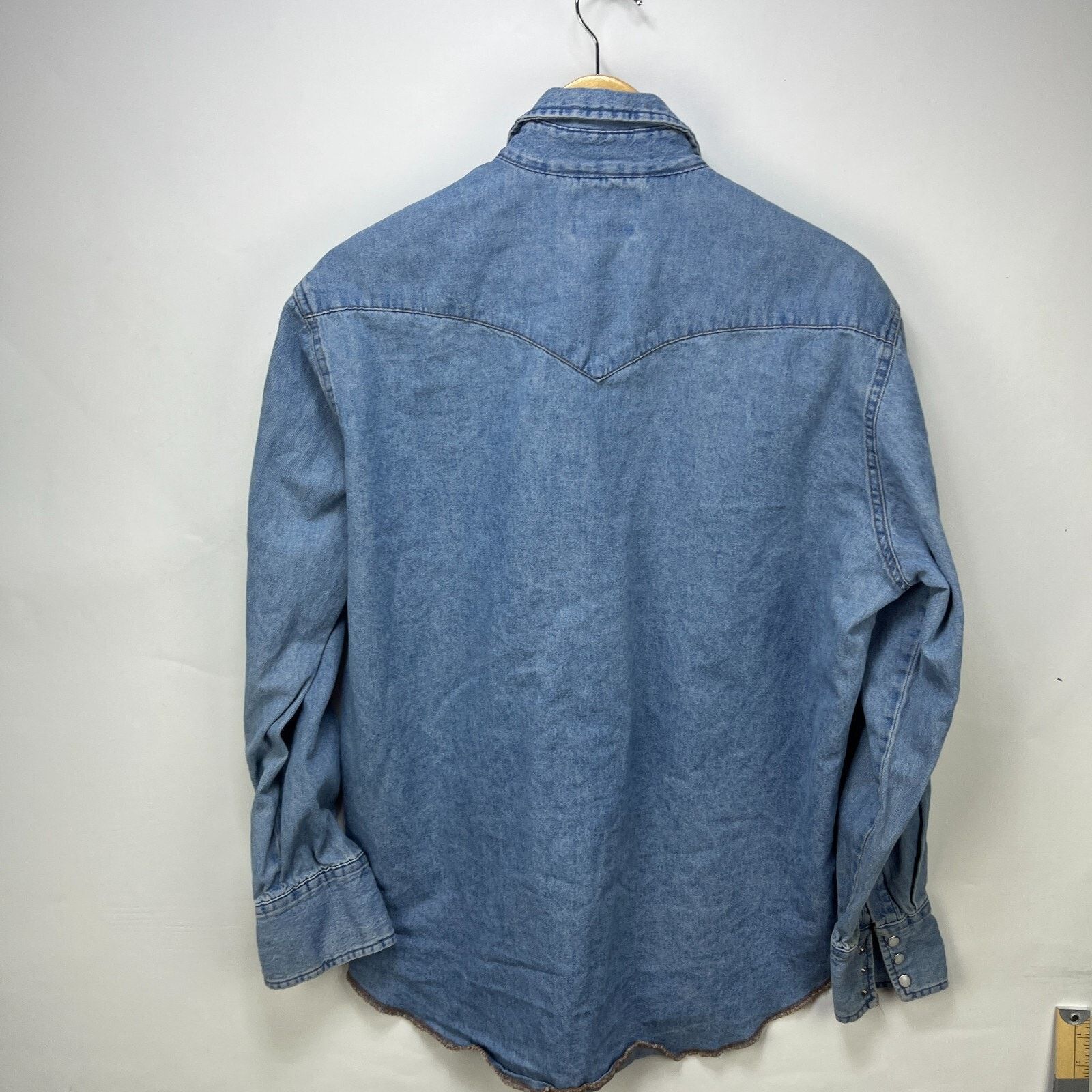 Vintage × Wrangler Vintage 90s Wrangler Pearl Snap Button Long Denim Large Size US L / EU 52-54 / 3 - 13 Thumbnail
