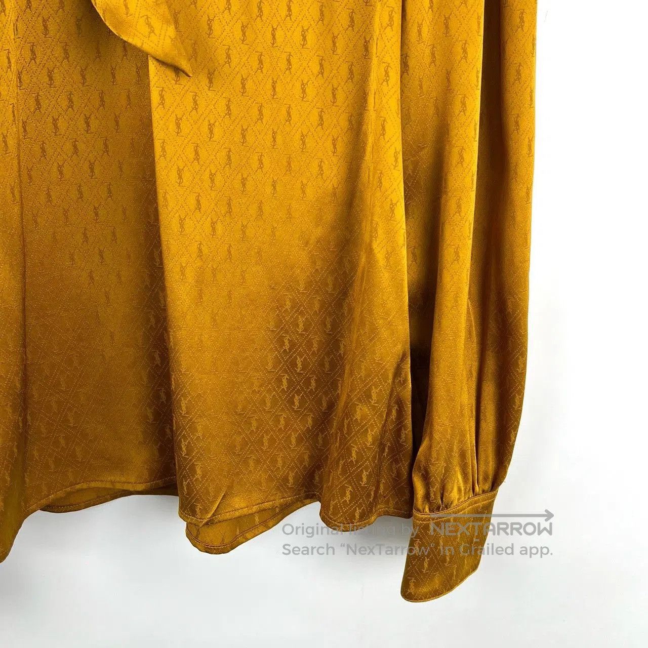 Saint Laurent Paris Saint Laurent Yellow Silk Bow Neck Blouse. Size XXS / US 00 / IT 34 - 6 Thumbnail