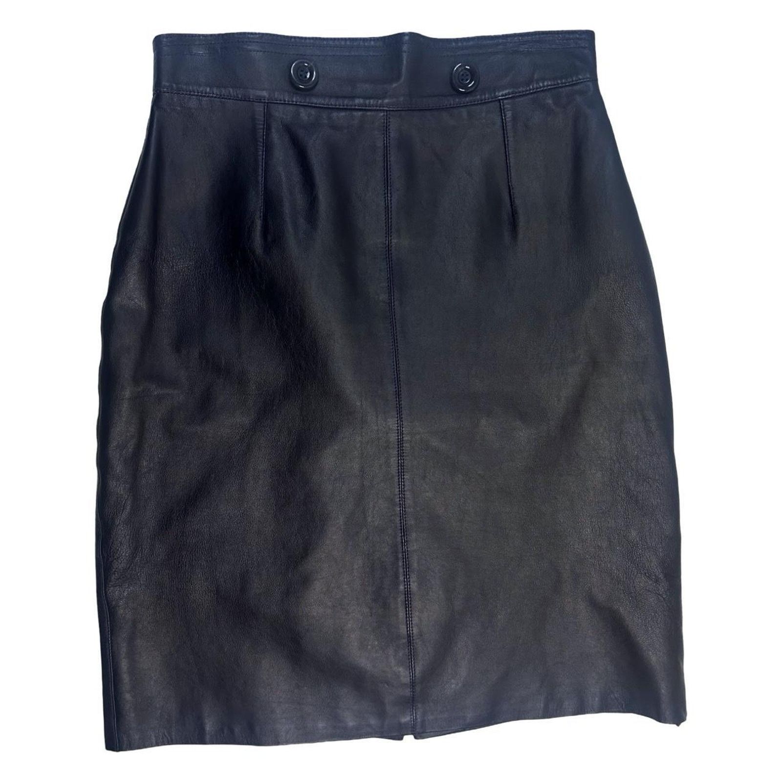 Vintage Vintage leather mini skirt navy blue sz 12 Size 34" / US 12 / IT 48 - 1 Thumbnail