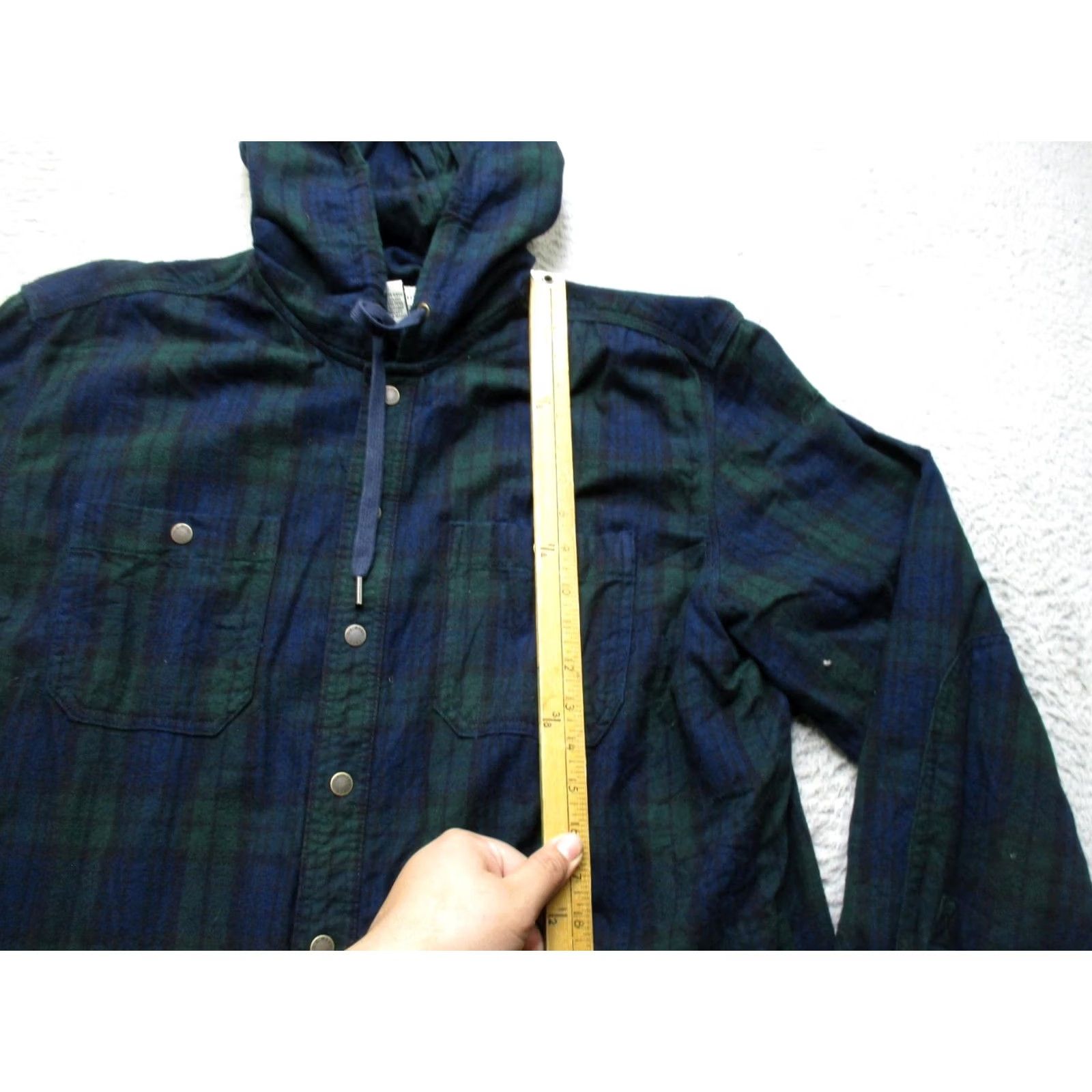 Vintage LL Bean Green Plaid Hooded Flannel Shirt Coat Jacket Mens XL Snap Size US XL / EU 56 / 4 - 4 Thumbnail