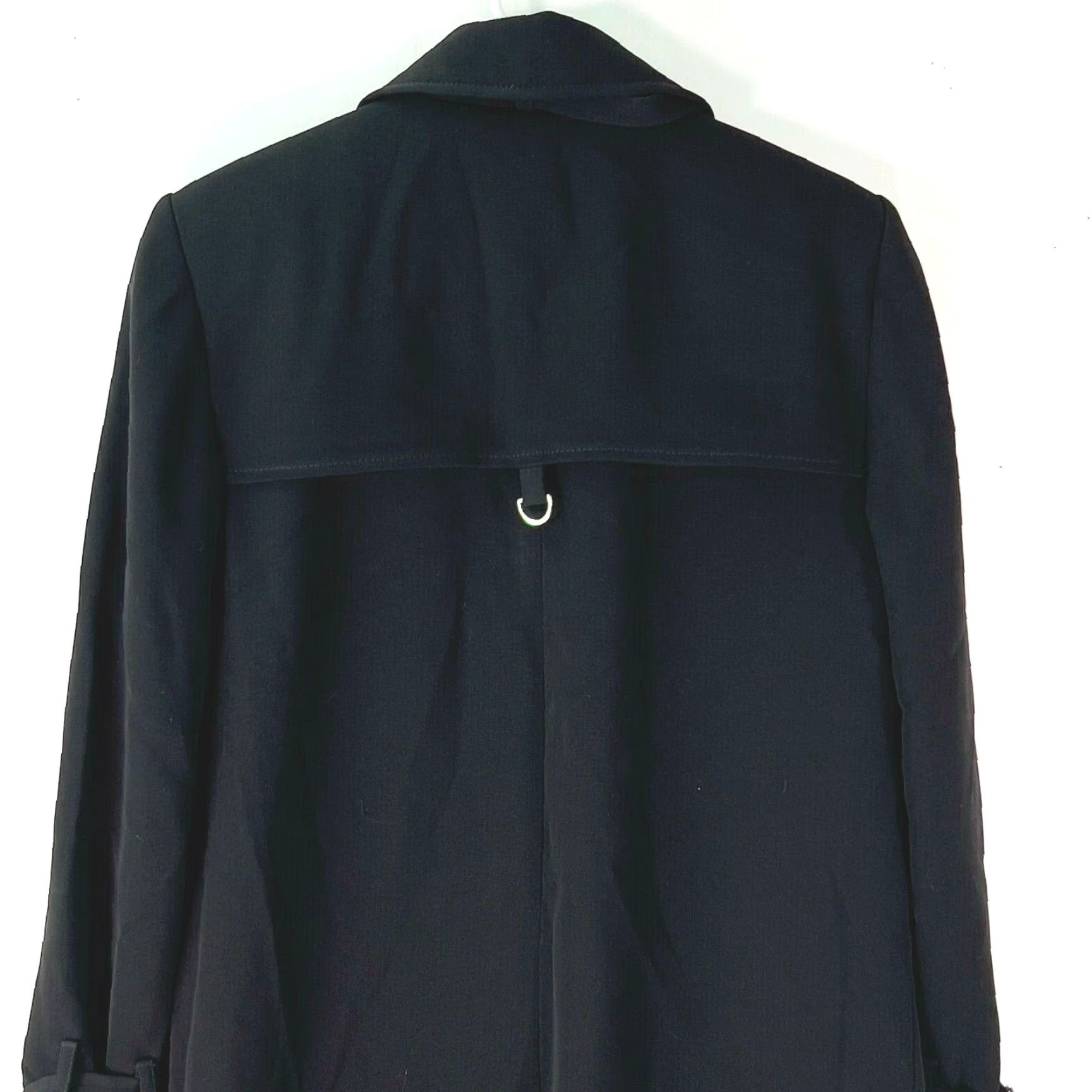 Vintage LARRY LEVINE Women Overcoat Coat Black 34" Long Button Front Pockets Solid 100% Polyester S Womens Size S / US 4 / IT 40 - 4 Thumbnail
