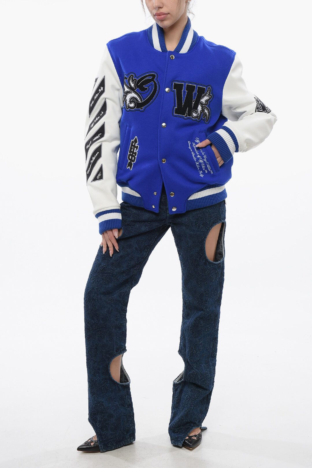 Off-White og1mm1125 Padded Royal Bomber Jacket in Blue/White Size S / US 4 / IT 40 - 4 Thumbnail