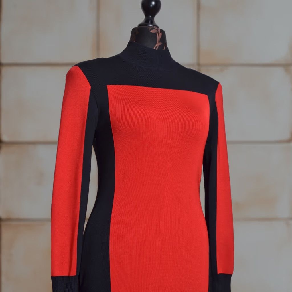 Balmain Balmain x H&M Dress Bodycon Knit Black Long Sleeve High Neck Zip Sz 38 Womens Size S / US 4 / IT 40 - 1 Thumbnail