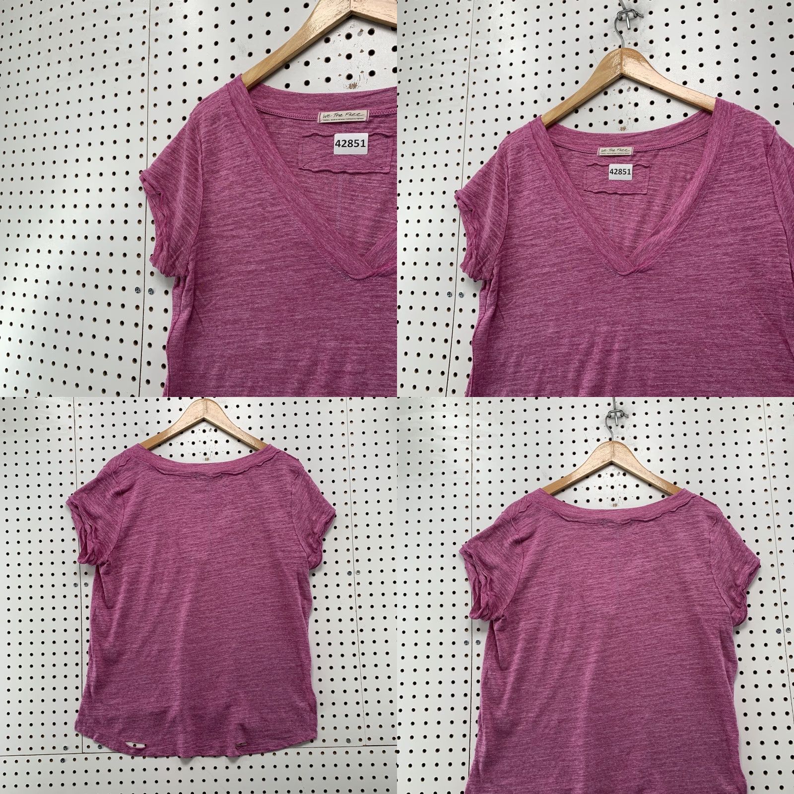 Vintage We The Free Womens Small Purple Distressed Syle Short Sleeve Top Shirt Size S / US 4 / IT 40 - 8 Thumbnail