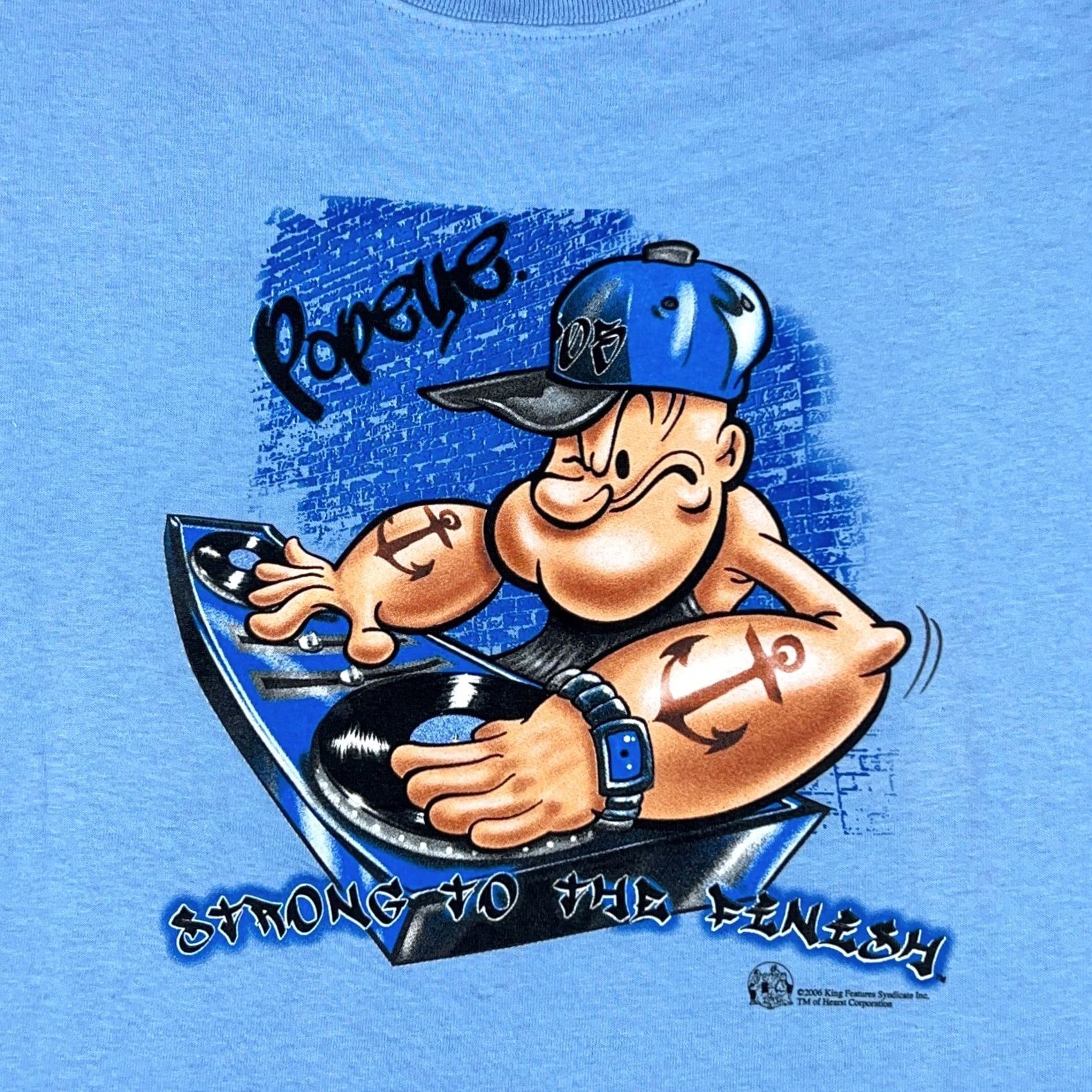 Delta NOS vintage POPEYE STRONG TO THE FINISH T-Shirt SMALL blue 80s 80s T-Shirt Men XS Regular Short Sleeve Cotton Delta Bulls-eye Shirts Mens Size US S / EU 44-46 / 1 - 2 Thumbnail
