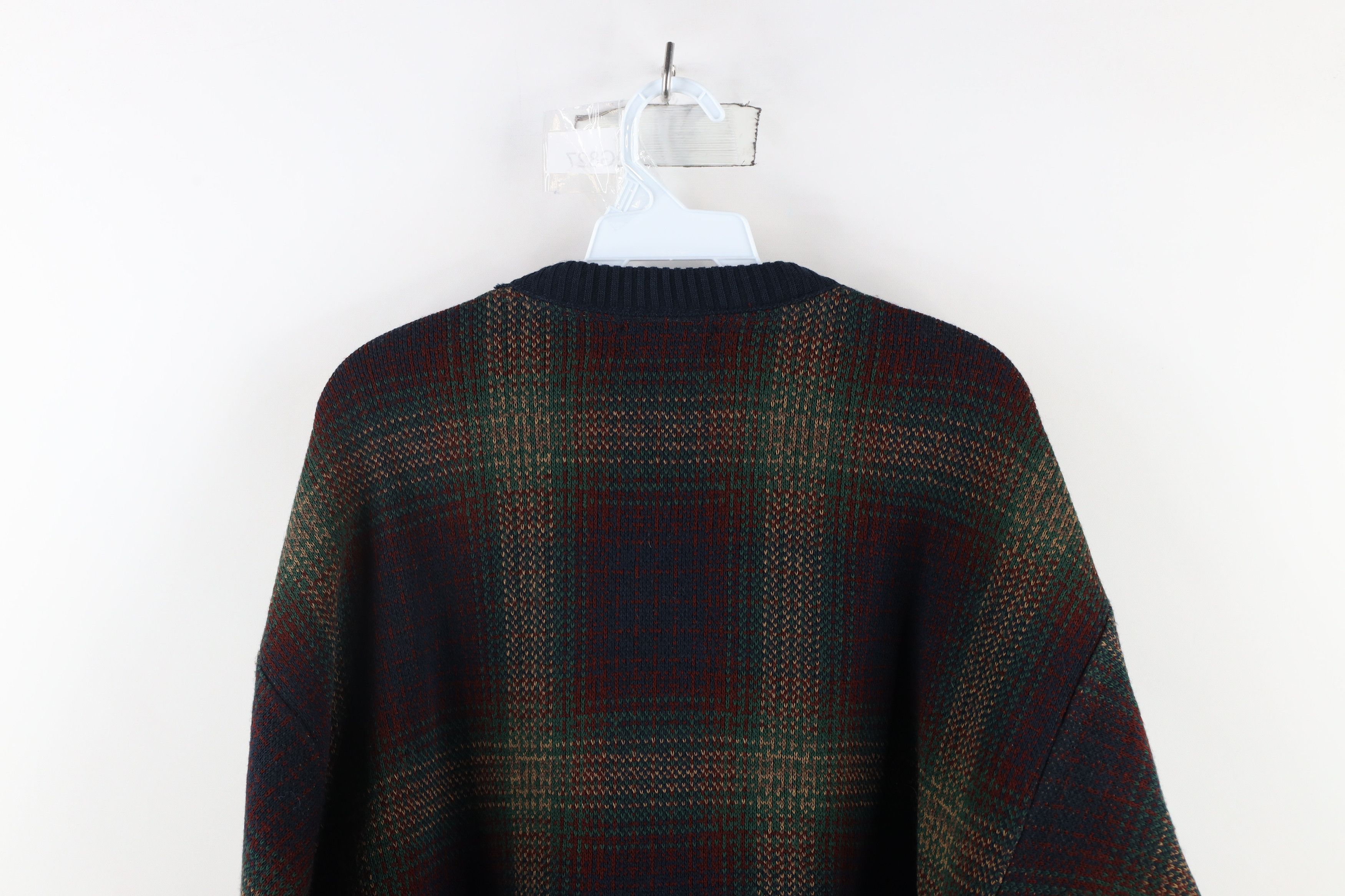 Vintage Vintage 90s Streetwear Plaid Knit Crewneck Sweater Acrylic Size US L / EU 52-54 / 3 - 8 Thumbnail
