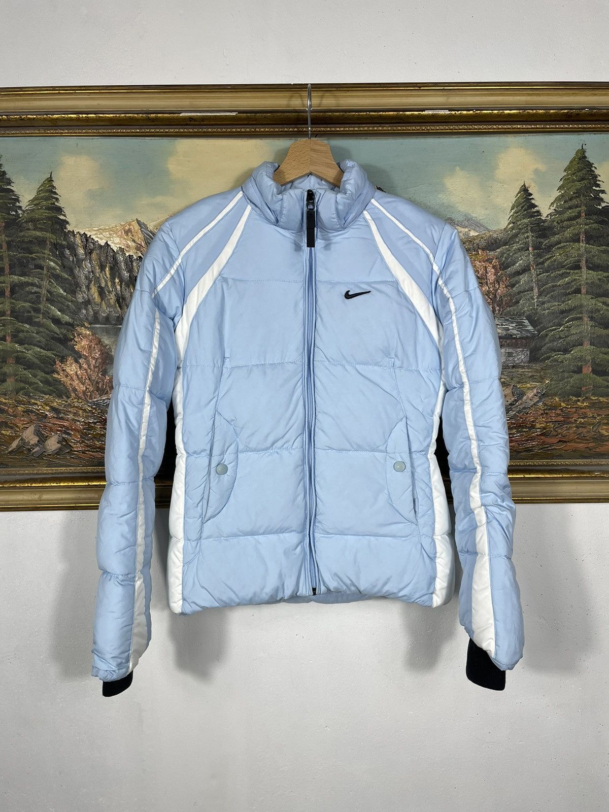 Nike × Vintage Nike Small Swoosh Zip Hoodie Blue Y2k 00s Retro Winter Warm Size XS / US 0-2 / IT 36-38 - 1 Thumbnail