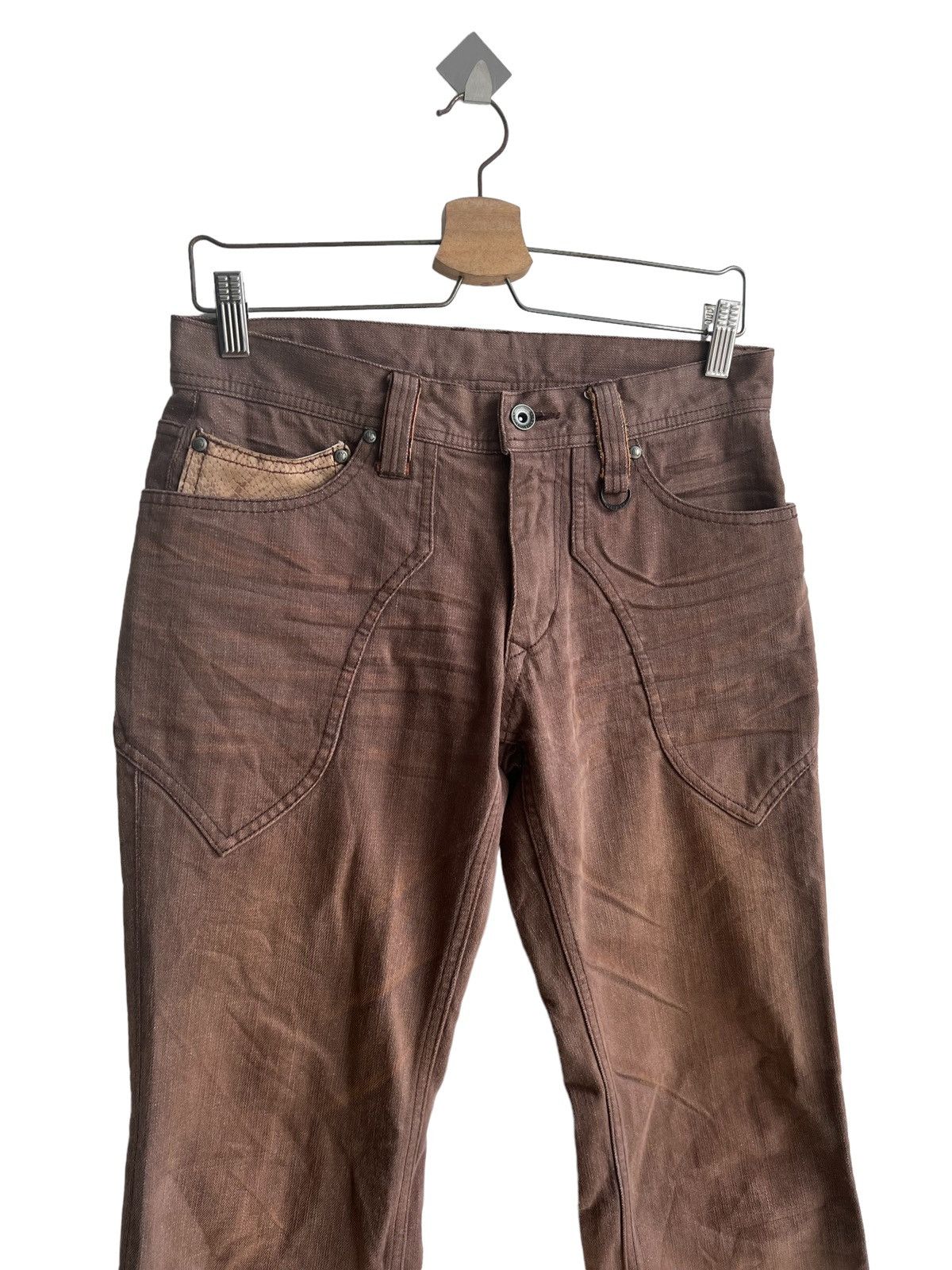 If Six Was Nine 1990s Nicole Clubs 🇯🇵 Leather Guns Pockets Flare Denim Size US 32 / EU 48 - 8 Thumbnail