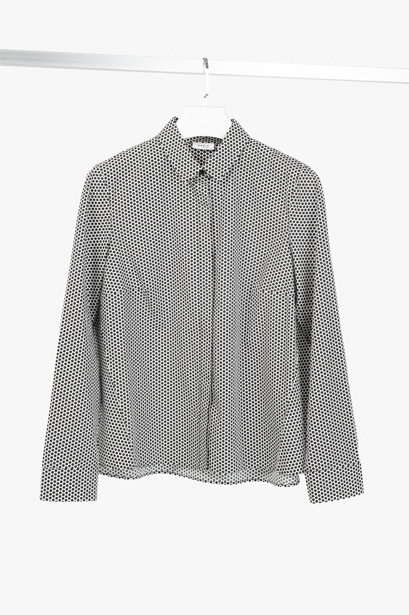 Akris Akris Punto White & Black Polka-Dot Cotton Buttoned Shirt Size L / US 10 / IT 46 - 1 Thumbnail