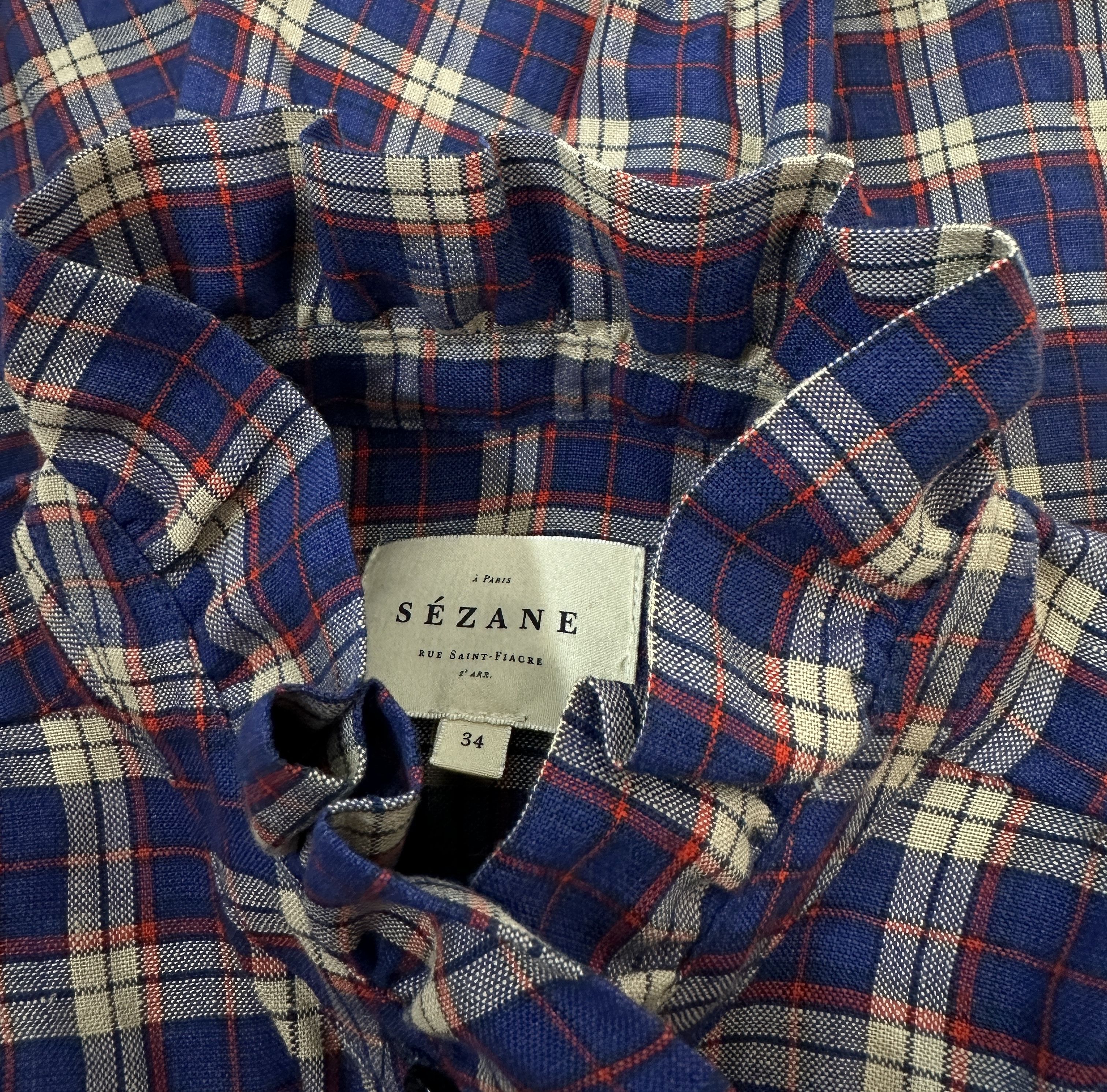 SEZANE NWOT Victorine Plaid Gauze good Textured Blouse Size 4/S