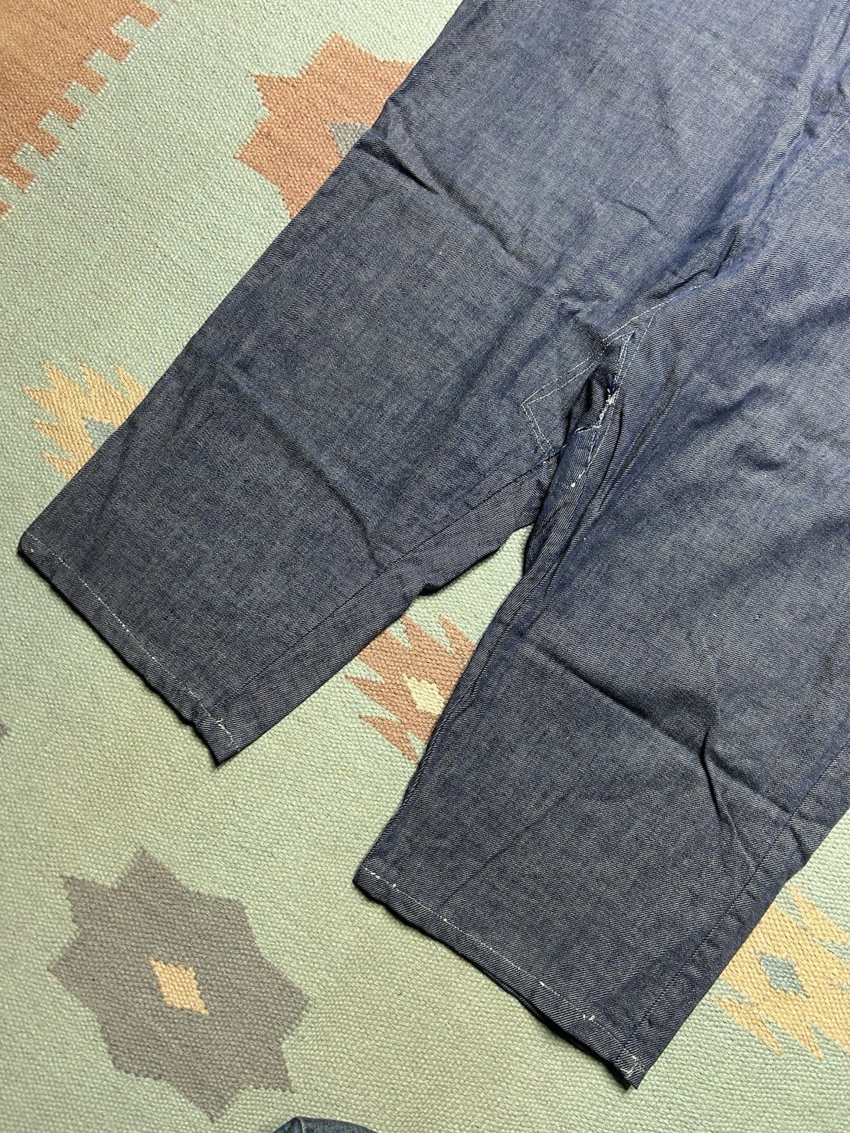 Vintage Vtg 50s denim side zip jean women pedal pushers farm worn 36 Size 36" / US 14 / IT 50 - 2 Thumbnail