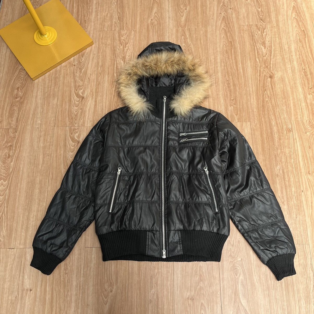 2000s In The attic Japan fur Racoon jacket Black Opium style