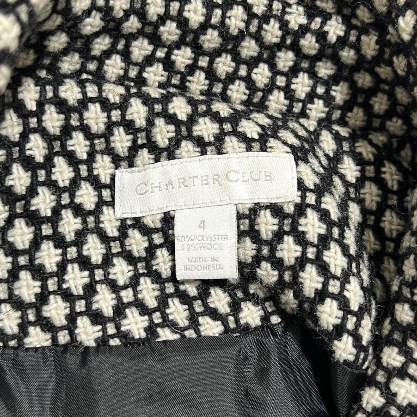 Macys Charter Club Wool Blend Tweed Double Breasted Blazer Jacket Size S / US 4 / IT 40 - 3 Thumbnail