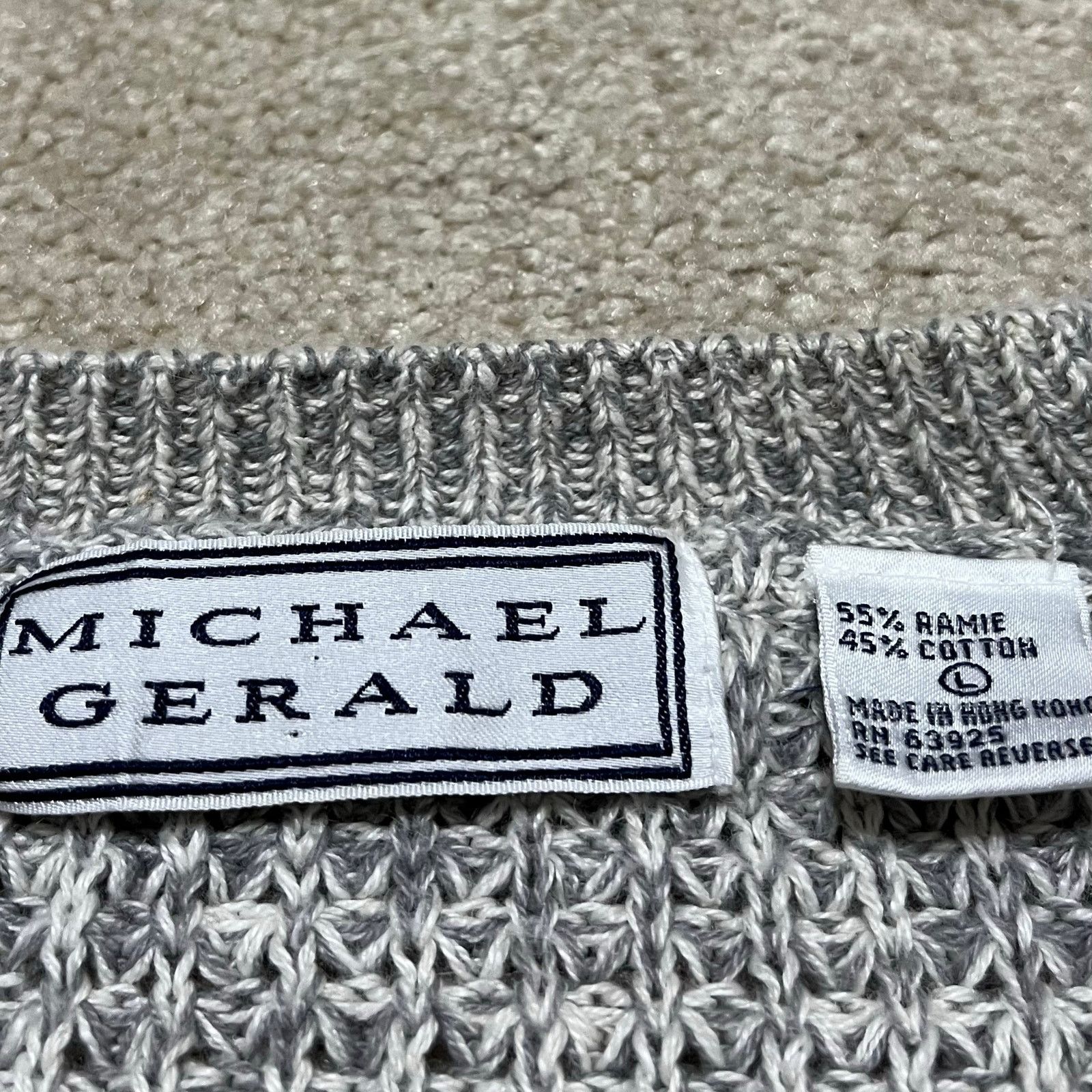 Other Vintage Michael Gerald V Neck Striped Grey Knit Sweater Larg Size US L / EU 52-54 / 3 - 4 Thumbnail
