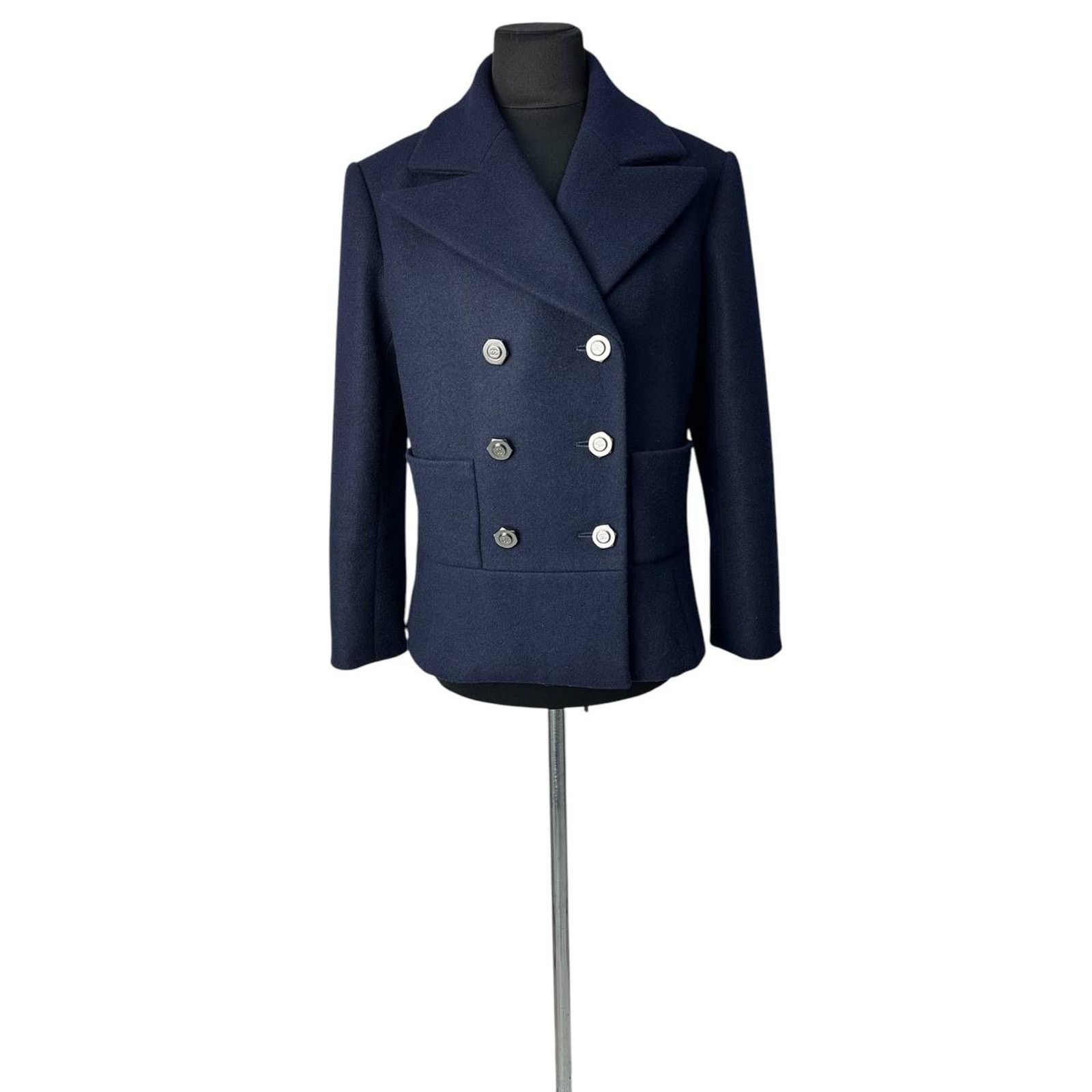 Chanel Chanel Navy Blue Wool Double-Breasted Peacoat Sz.38 Size S / US 4 / IT 40 - 4 Thumbnail