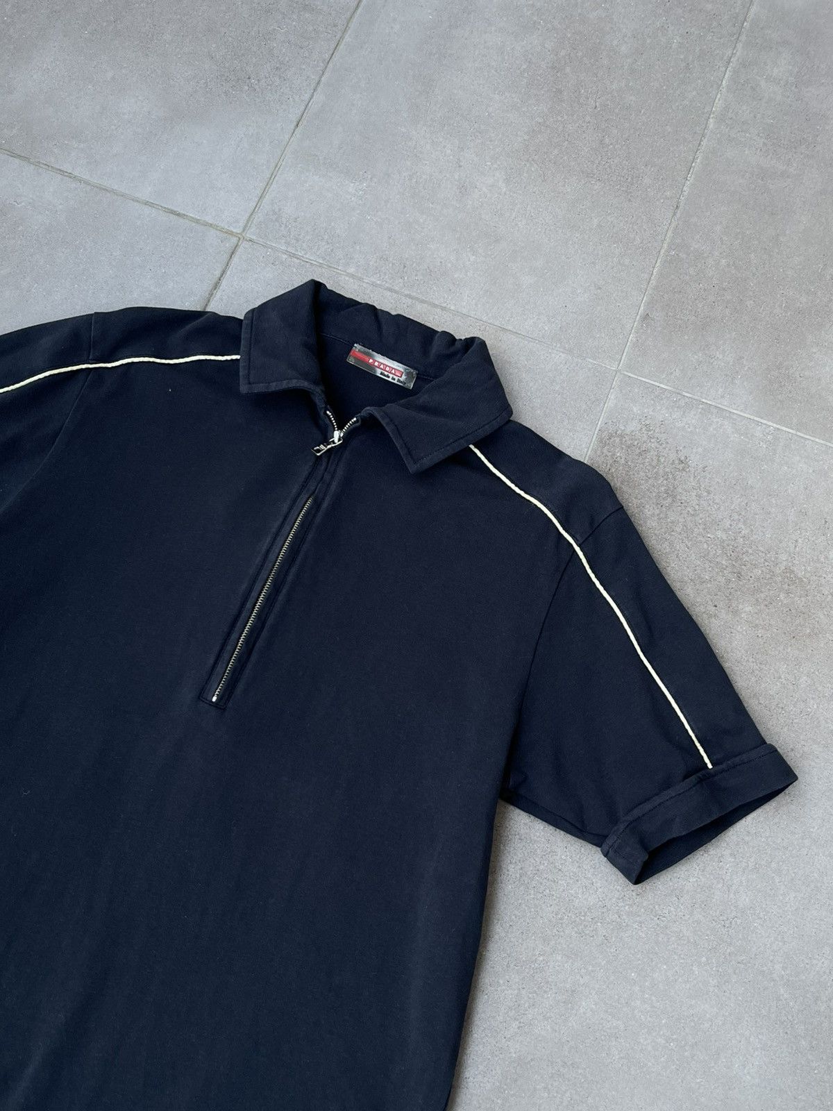 Prada SS11 Prada 1/4 Zip Navy/Black Polo T-Shirt Size US S / EU 44-46 / 1 - 4 Thumbnail