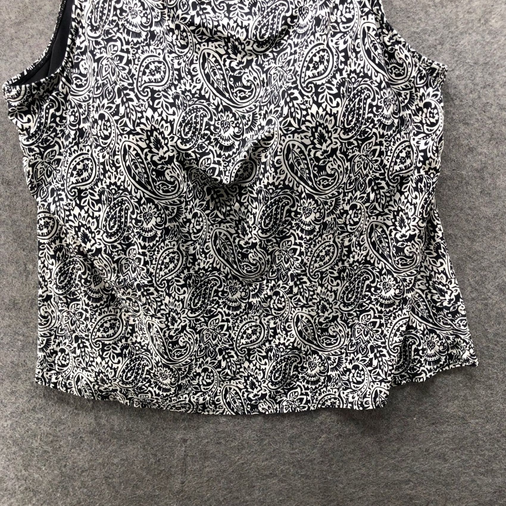 Lands' End Lands End Womens 26W Black Paisley Padded High Neck Modest Tankini Swim Top Size 4XL / US 24-26 - 4 Thumbnail