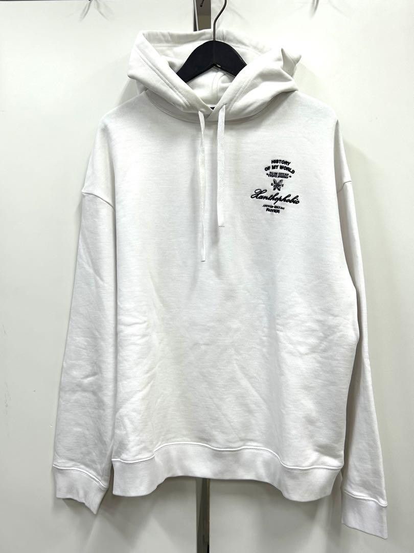 image of Raf Simons "history Of My World" Embroidered Hoodie in White, Men's (Size Medium)