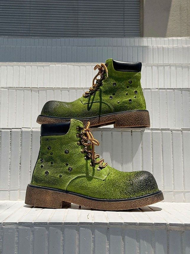 Japanese Brand Studded Platform Boots, Workwear Ankle Boots Size US 10 / EU 43 - 5 Thumbnail