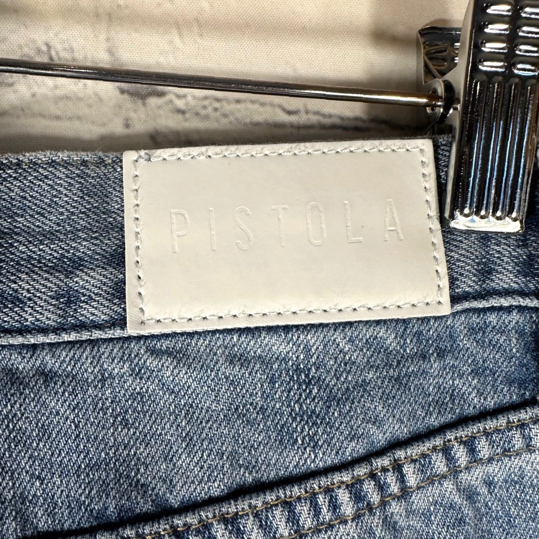 Pistola Pistola High Rise Wide-Leg Jeans Women's 27 Distressed Loretta P00016246KE Denim Blue 90s Grunge Button Zip Pocket 5-Pocket Rise >10.5 In Seamb 25 In Size 27" / US 4 / IT 40 - 5 Thumbnail