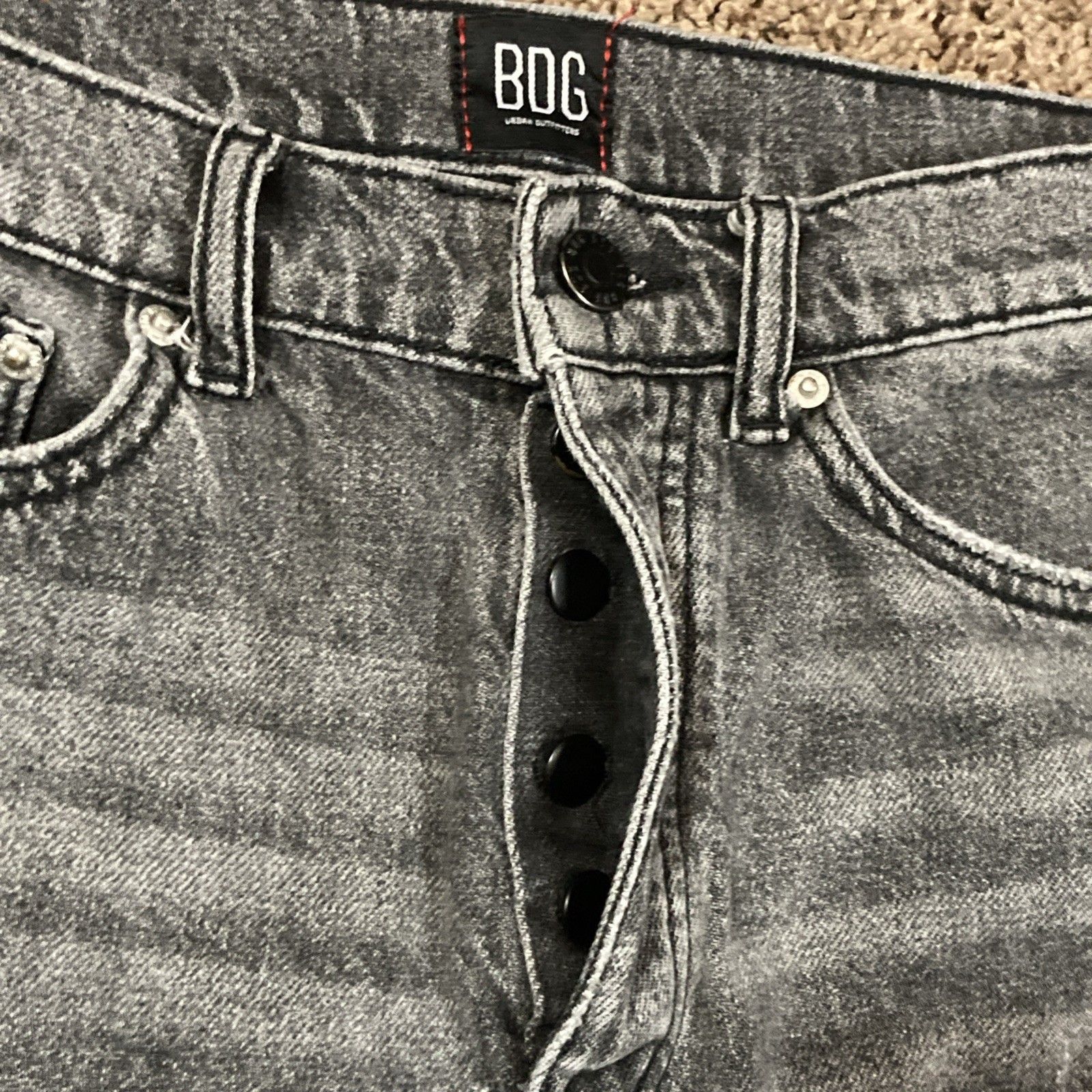 Bdg BDG Dark Grey Distressed Rips High Rise Slim Straight Jeans Size 26" / US 2 / IT 38 - 4 Thumbnail